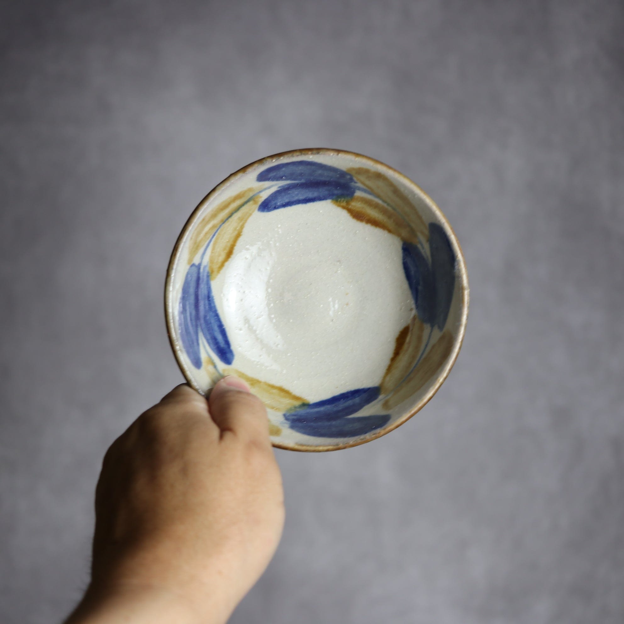 4寸鉢1 飴 呉須釉 双葉 やちむん 陶器 漂窯 陶器.