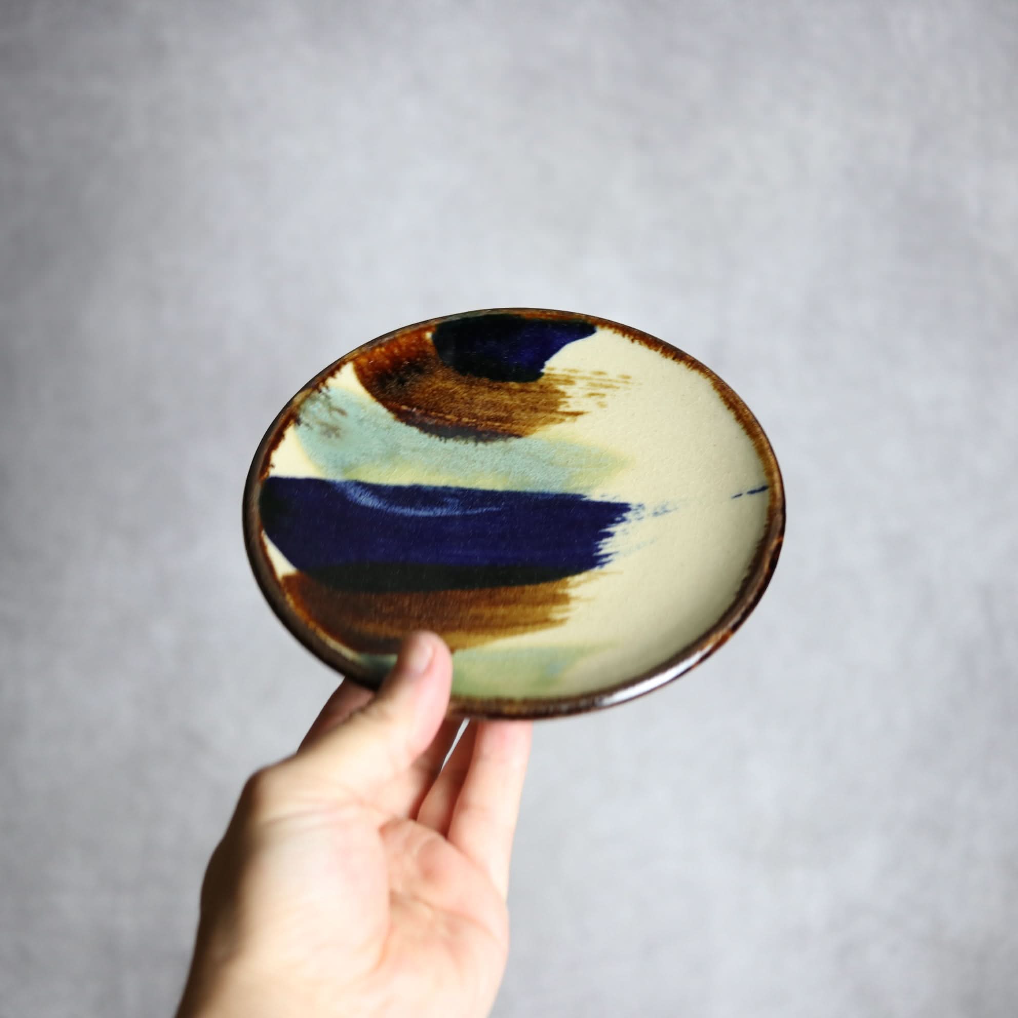 5寸皿1 ライン紋 やちむん 陶器 エドメ陶房 やちむん 陶器.