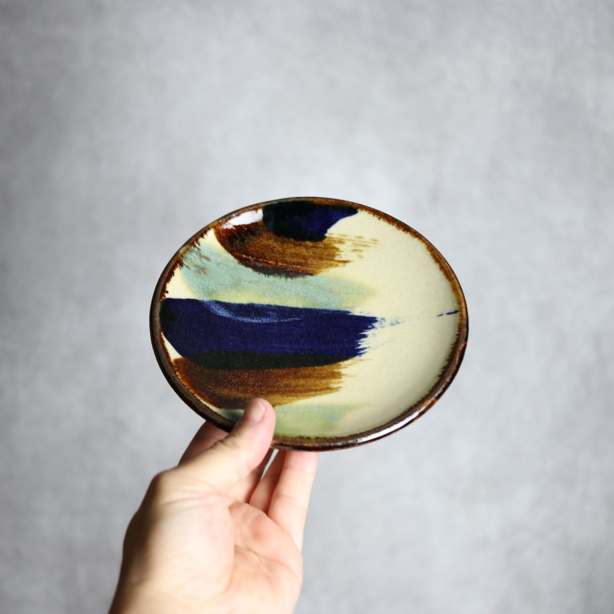 5寸皿1 ライン紋 やちむん 陶器 エドメ陶房 やちむん 陶器.