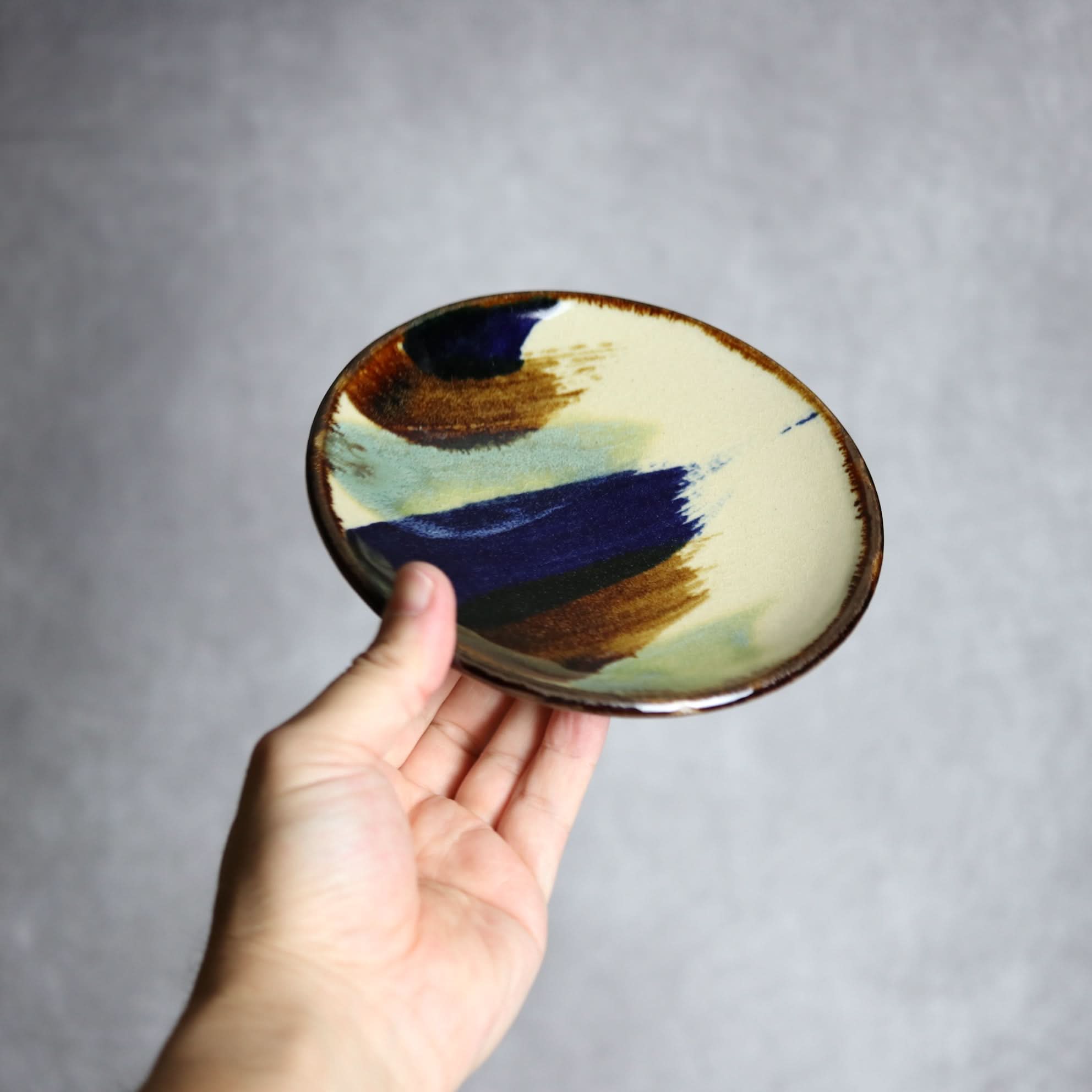 5寸皿1 ライン紋 やちむん 陶器 エドメ陶房 やちむん 陶器.