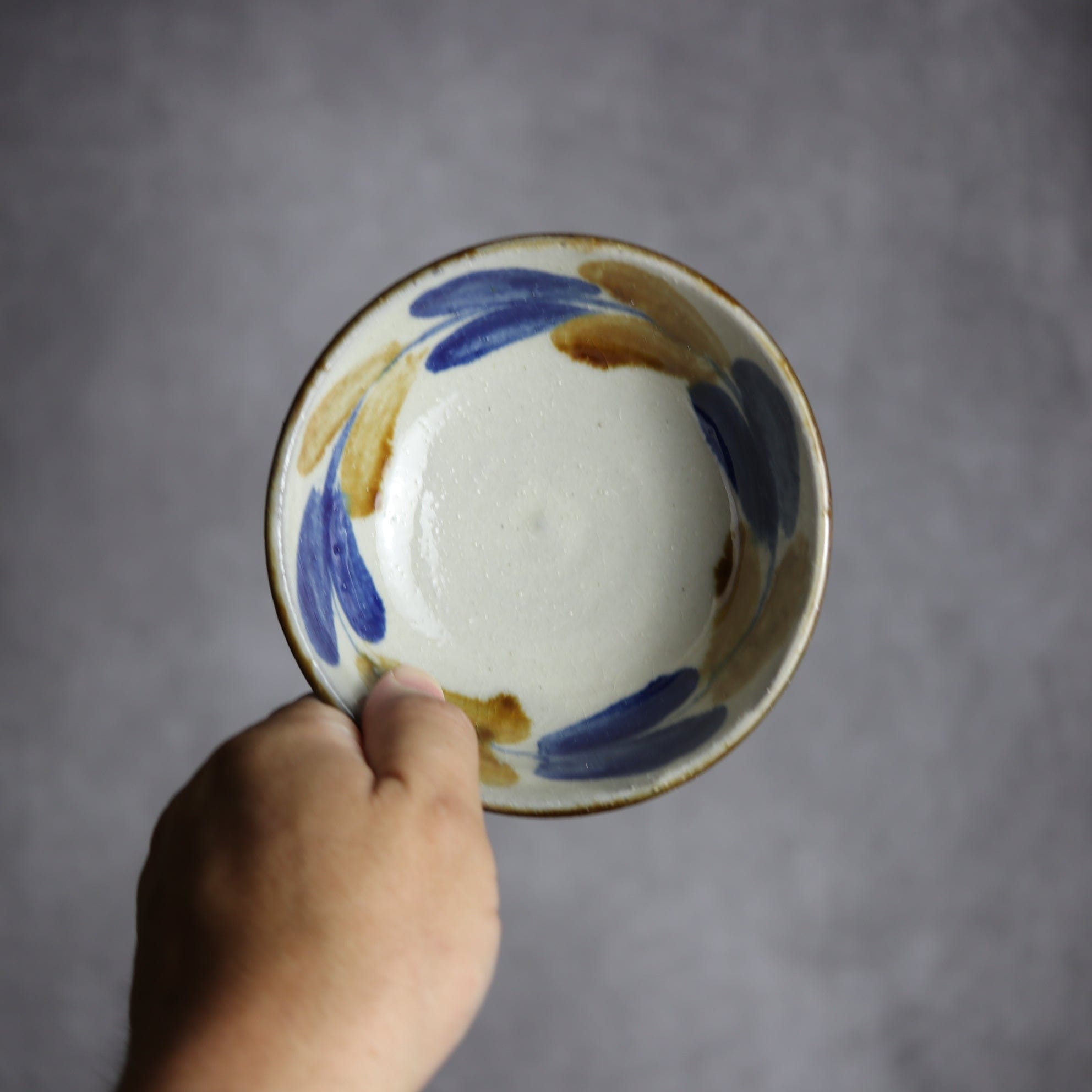 4寸鉢2 飴 呉須釉 双葉 やちむん 陶器 漂窯 陶器.