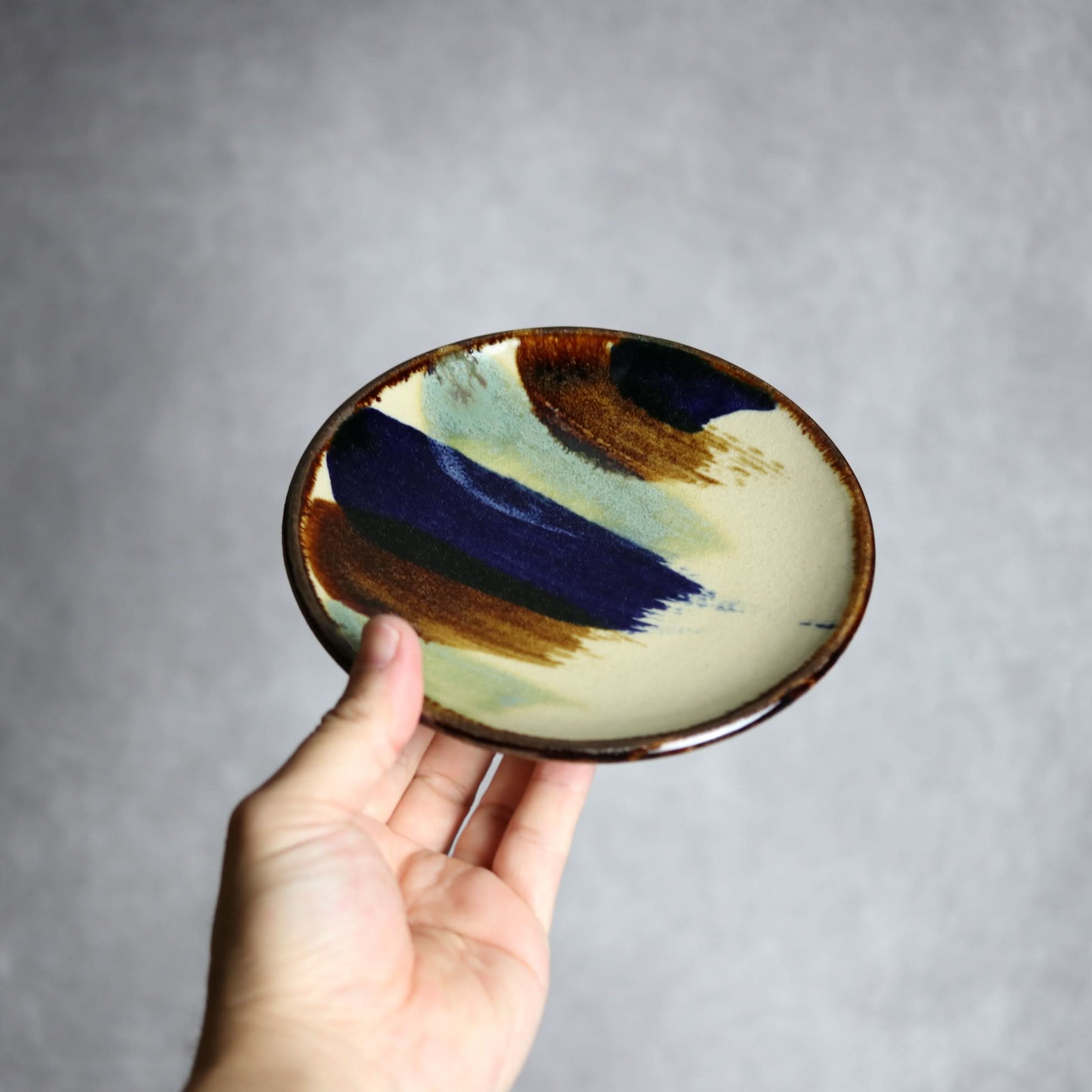 5寸皿1 ライン紋 やちむん 陶器 エドメ陶房 やちむん 陶器.