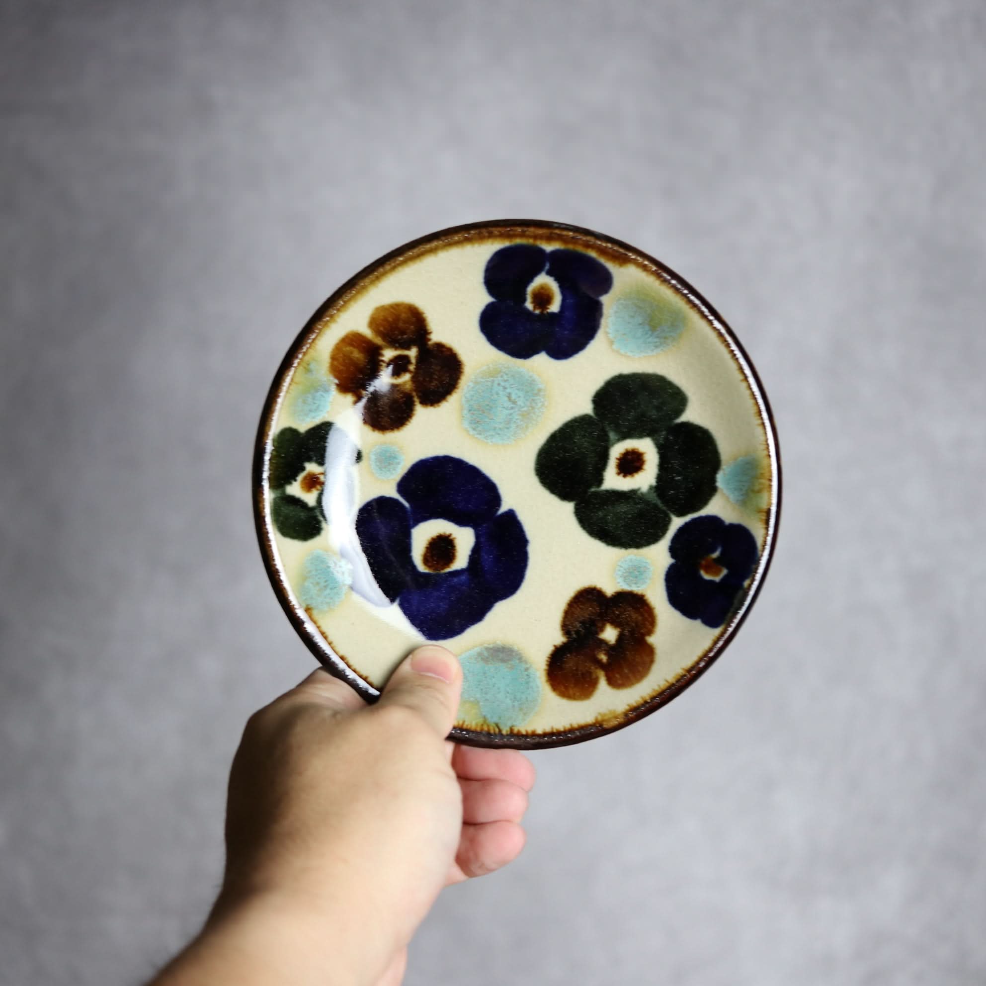 5寸皿1 三彩花紋 やちむん 陶器 エドメ陶房 やちむん 陶器.