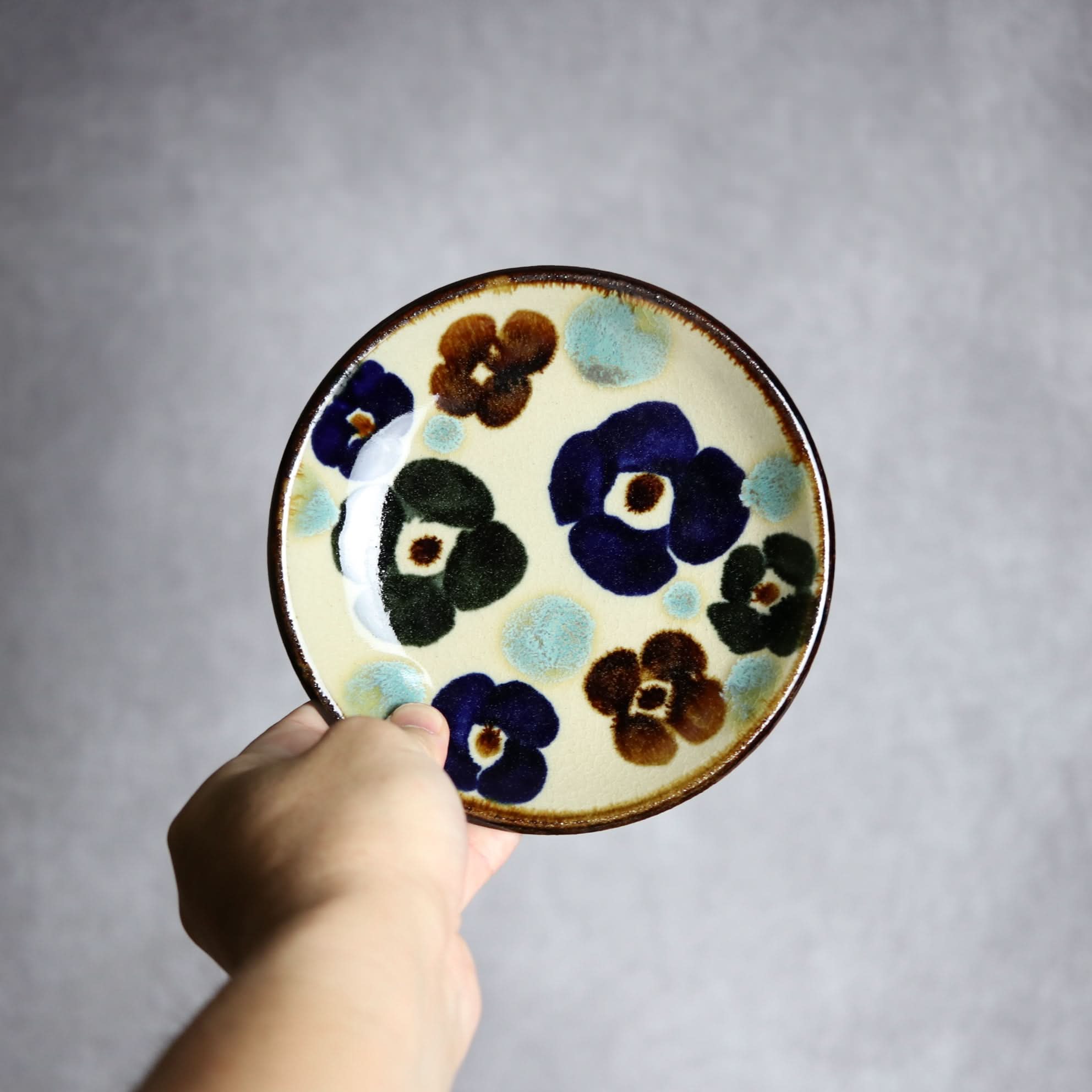 5寸皿1 三彩花紋 やちむん 陶器 エドメ陶房 やちむん 陶器.