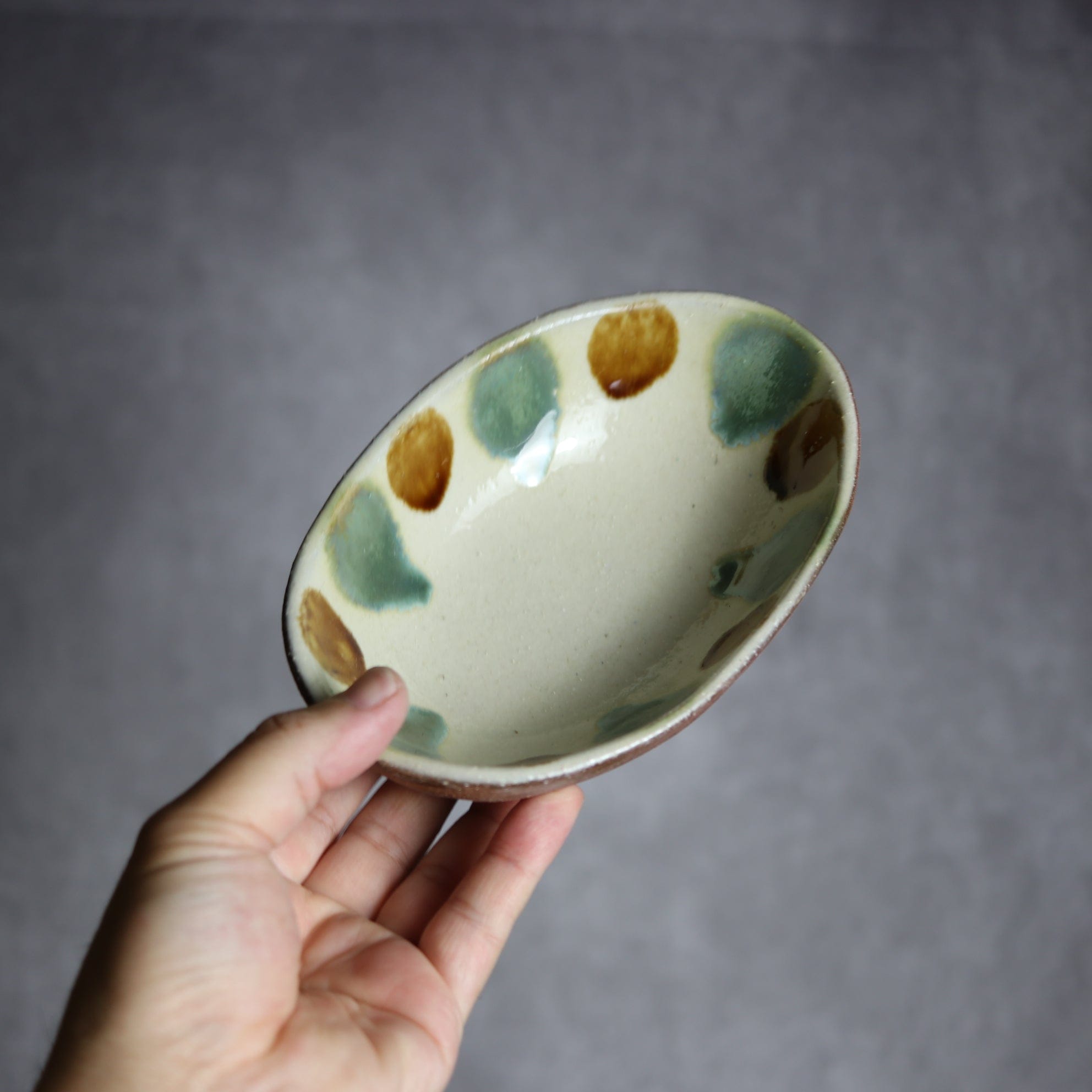 楕円皿1 三彩 やちむん 陶器 漂窯 陶器.