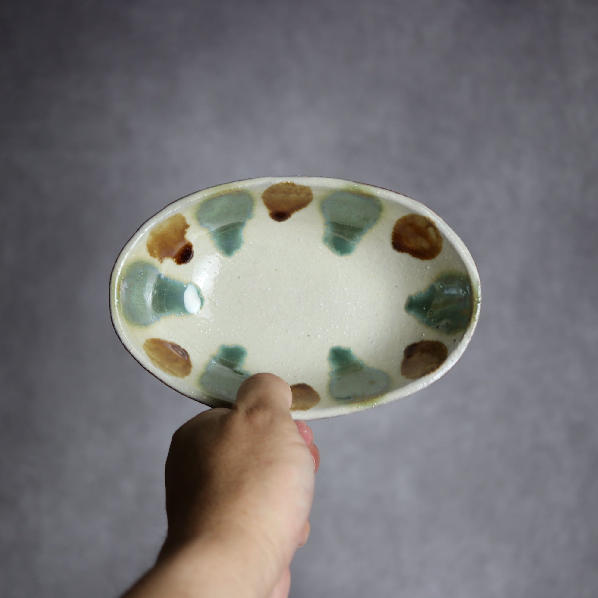 楕円皿2 三彩 やちむん 陶器 漂窯 陶器.