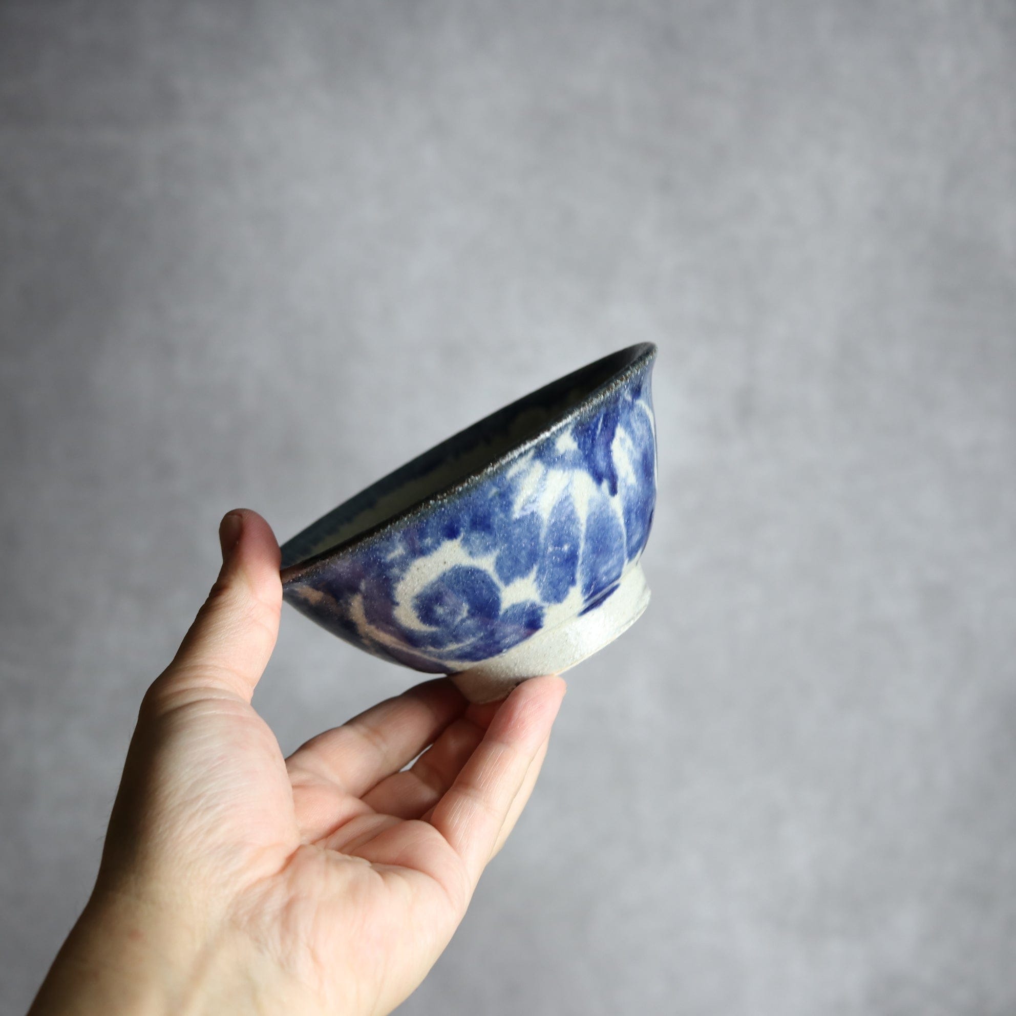 4寸マカイ1 呉須釉 唐草 やちむん 陶器 榮一工房