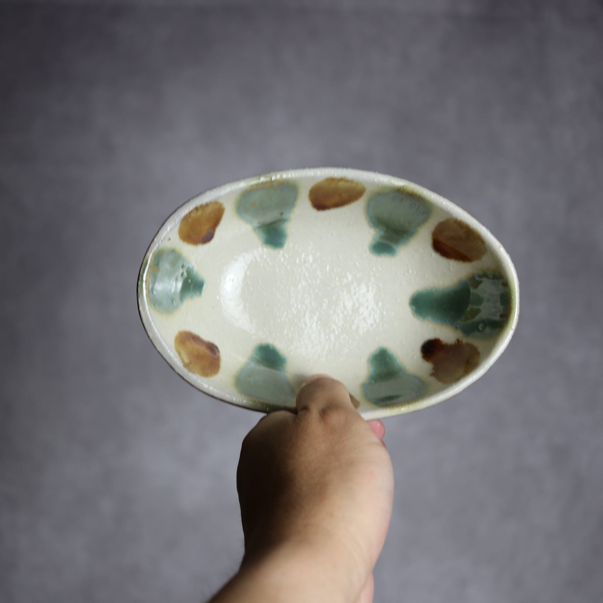 楕円皿2 三彩 やちむん 陶器 漂窯 陶器.