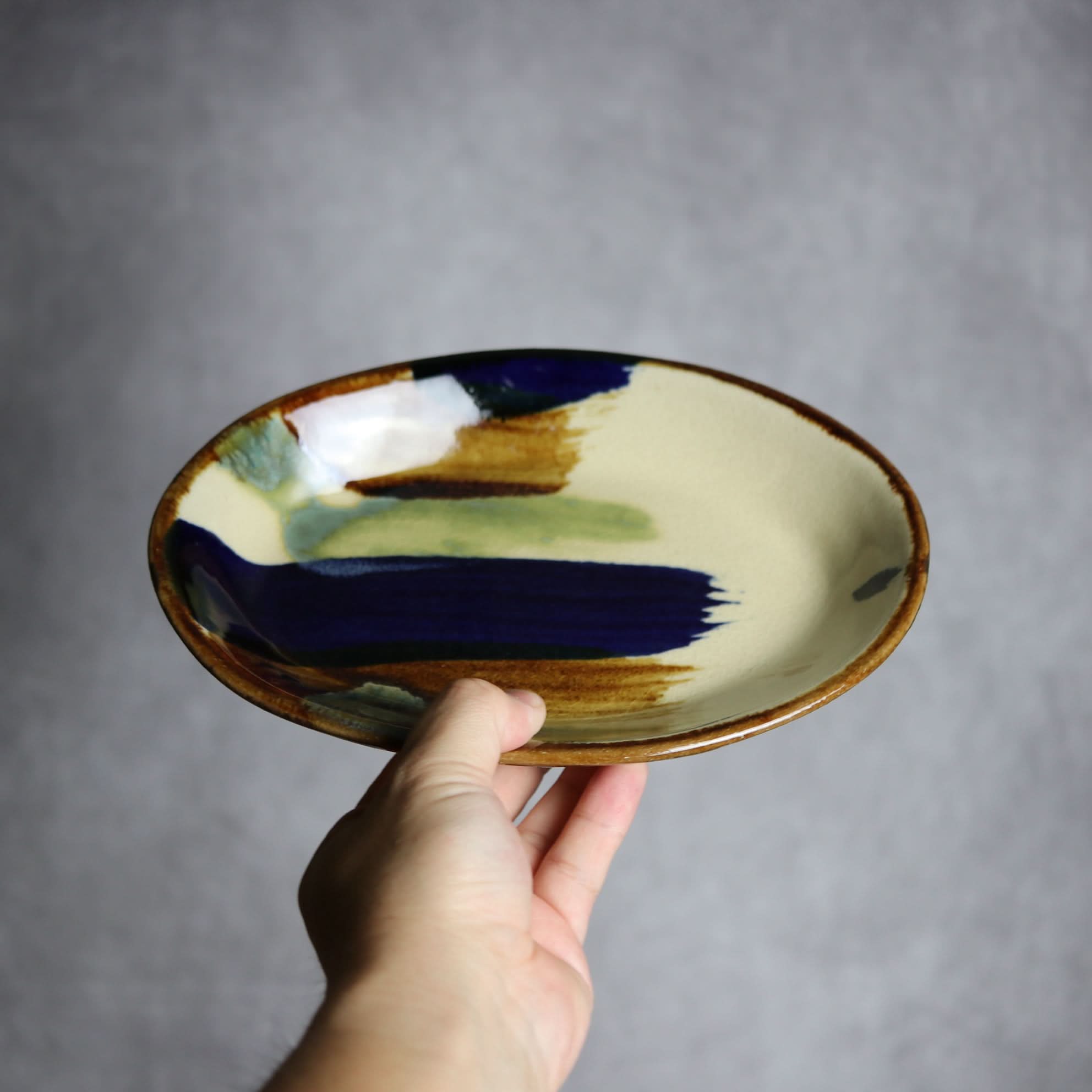 オーバル皿2 ライン紋 やちむん 陶器 エドメ陶房 やちむん 陶器.