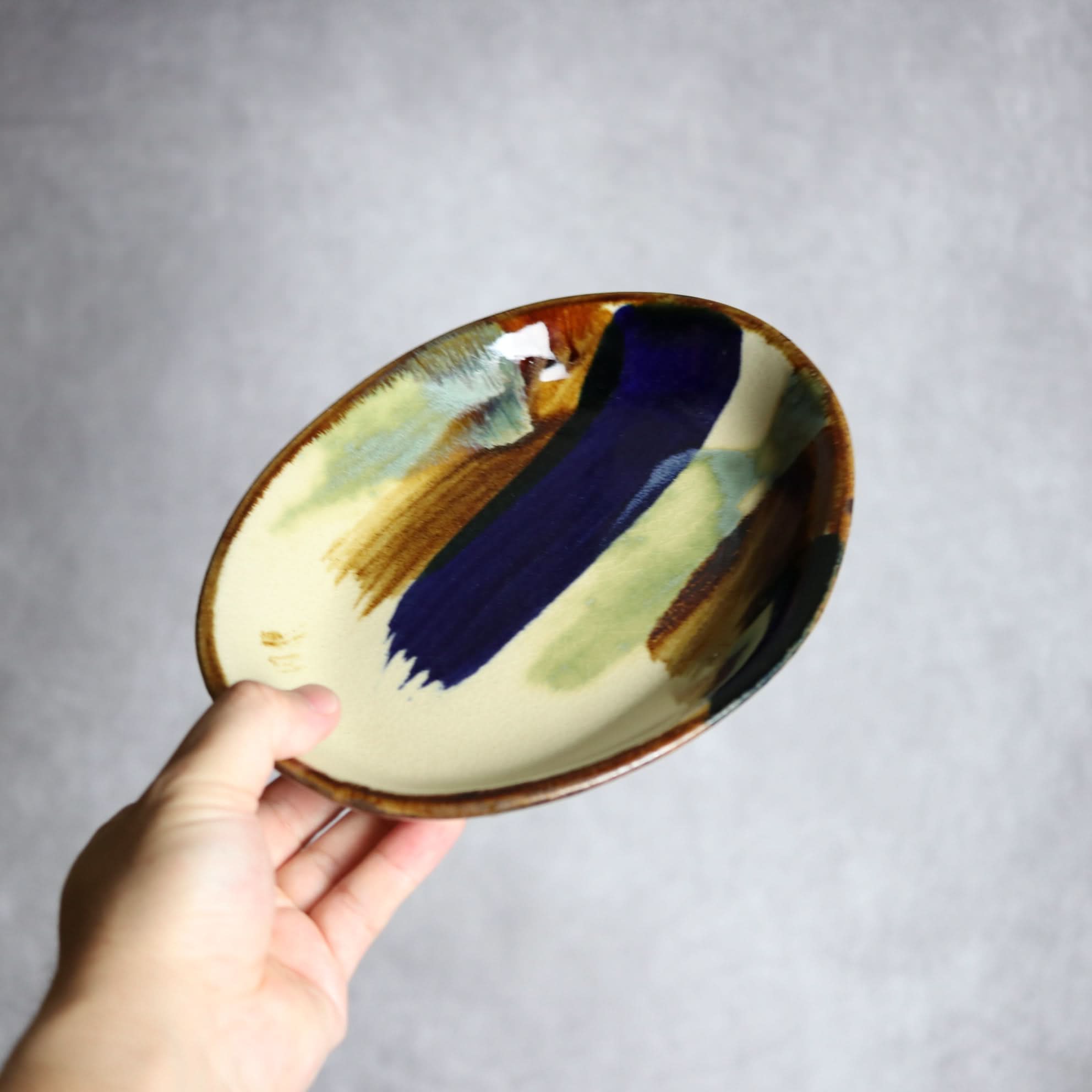 オーバル皿2 ライン紋 やちむん 陶器 エドメ陶房 やちむん 陶器.