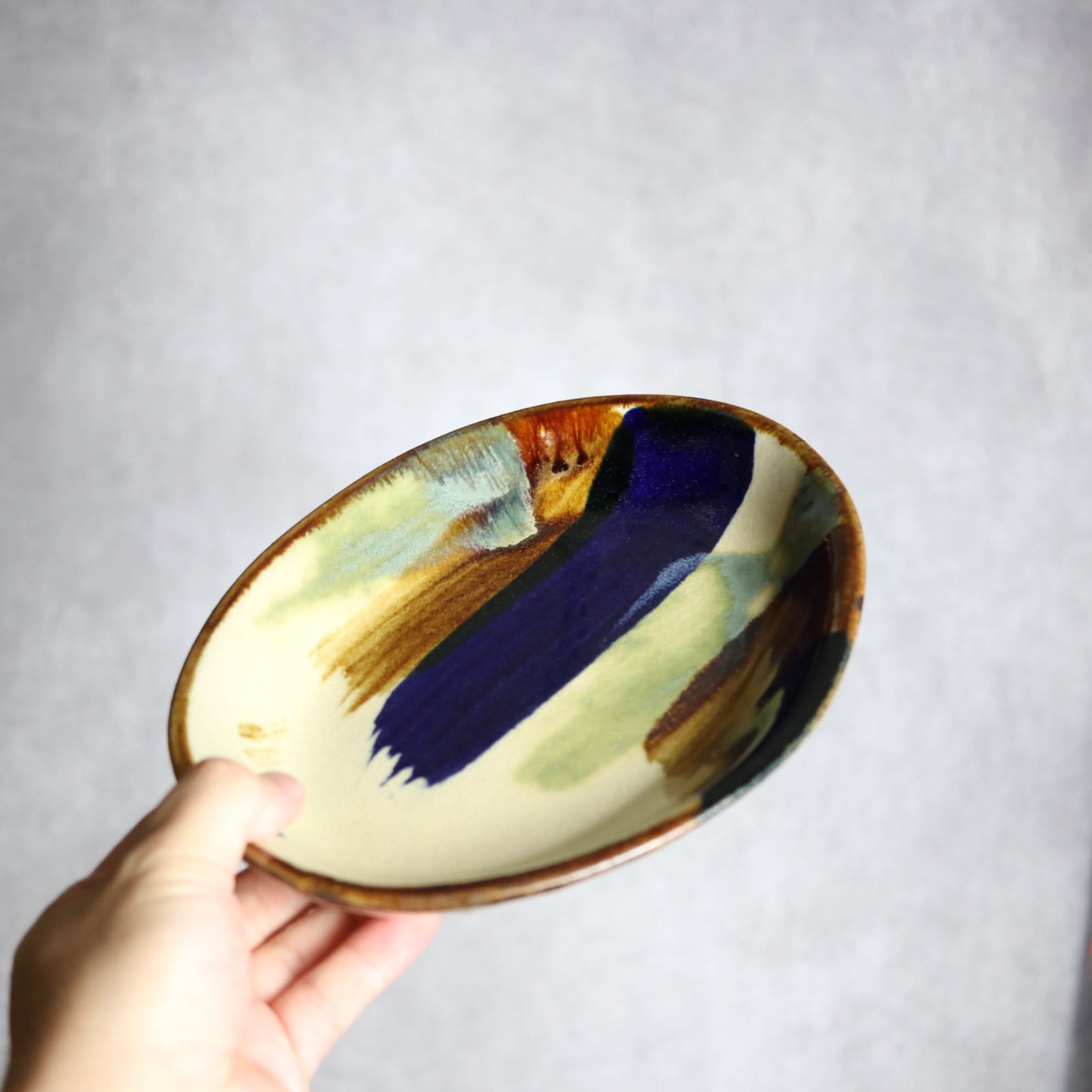 オーバル皿2 ライン紋 やちむん 陶器 エドメ陶房 やちむん 陶器.