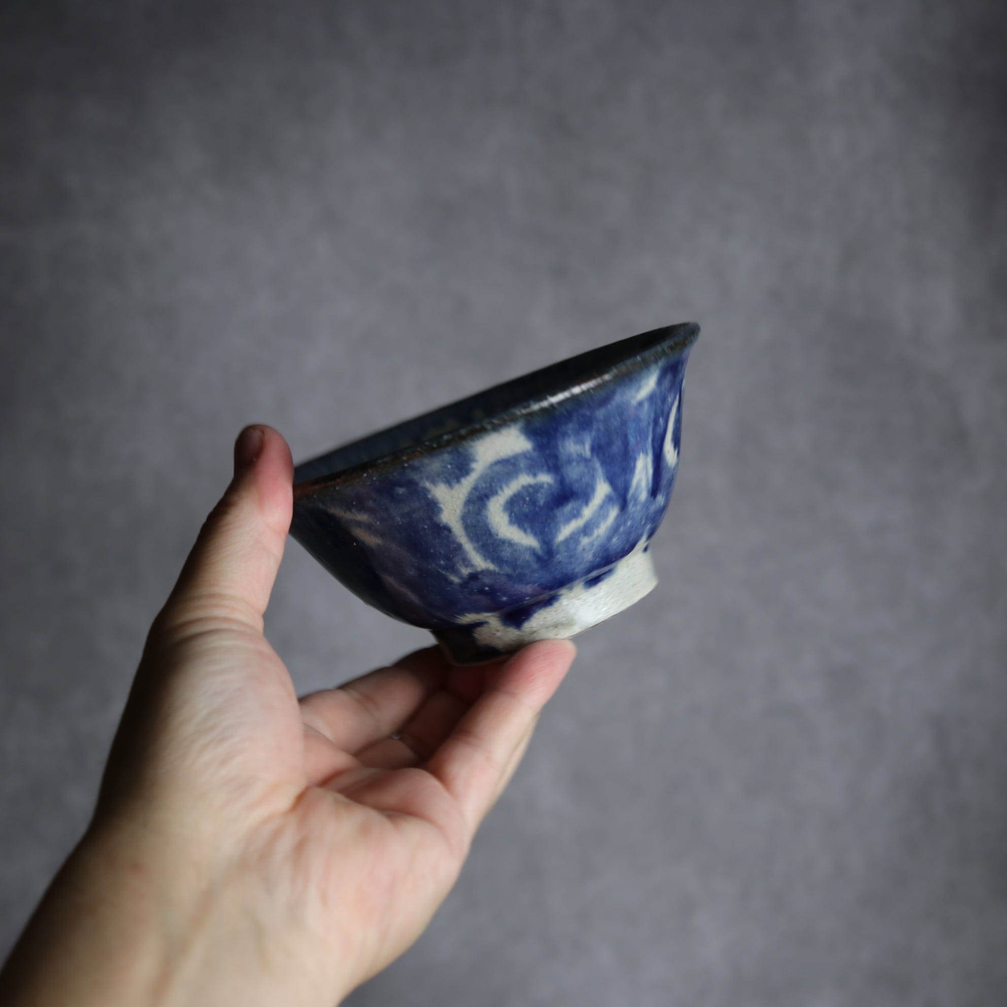 4寸マカイ2 呉須釉 唐草 やちむん 陶器 榮一工房