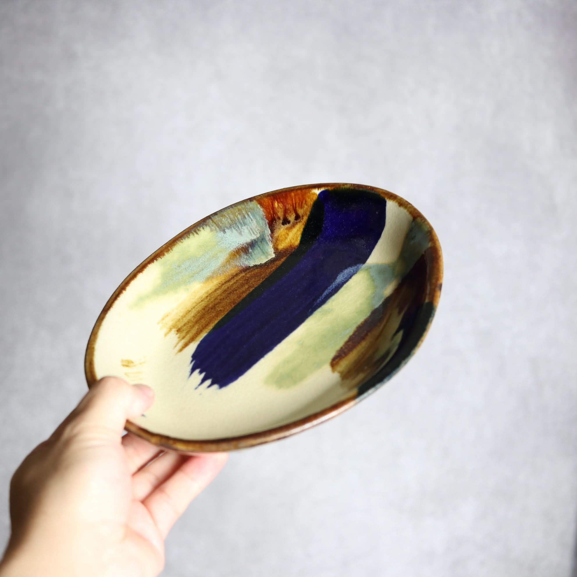 オーバル皿2 ライン紋 やちむん 陶器 エドメ陶房 やちむん 陶器.