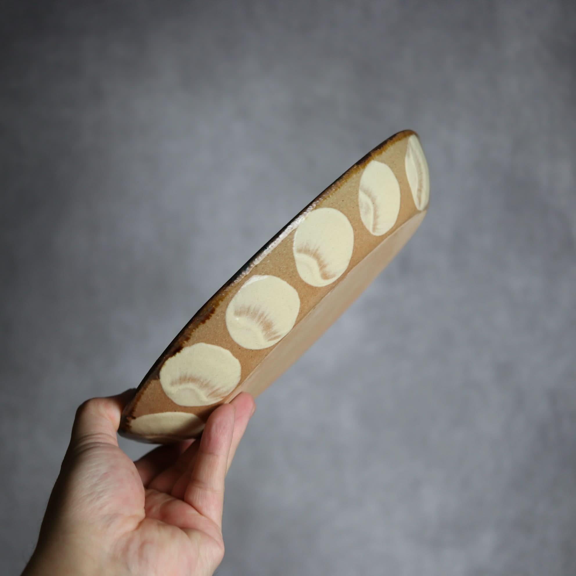 オーバル皿2 ライン紋 やちむん 陶器 エドメ陶房 やちむん 陶器.