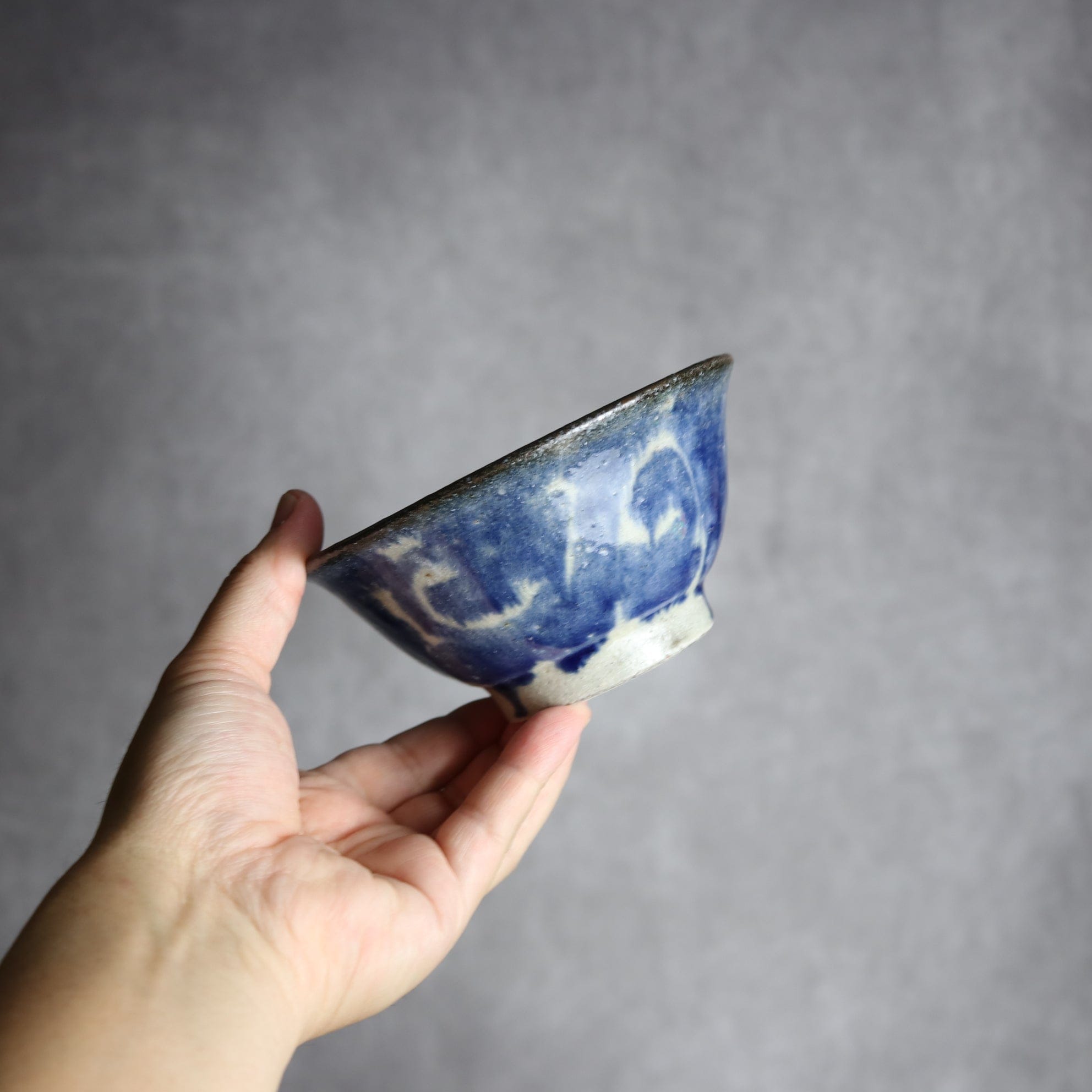 4寸マカイ2 呉須釉 唐草 やちむん 陶器 榮一工房