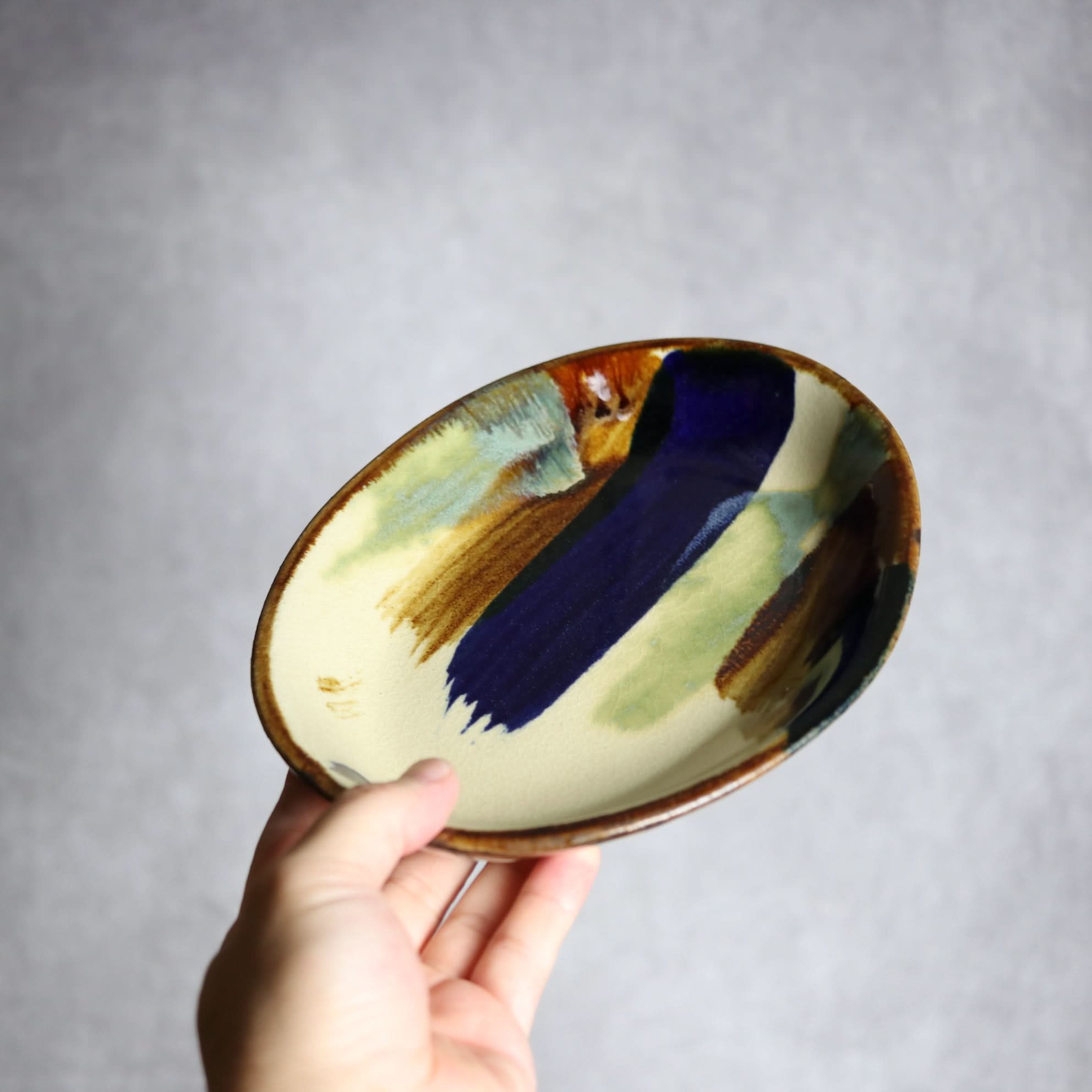 オーバル皿2 ライン紋 やちむん 陶器 エドメ陶房 やちむん 陶器.