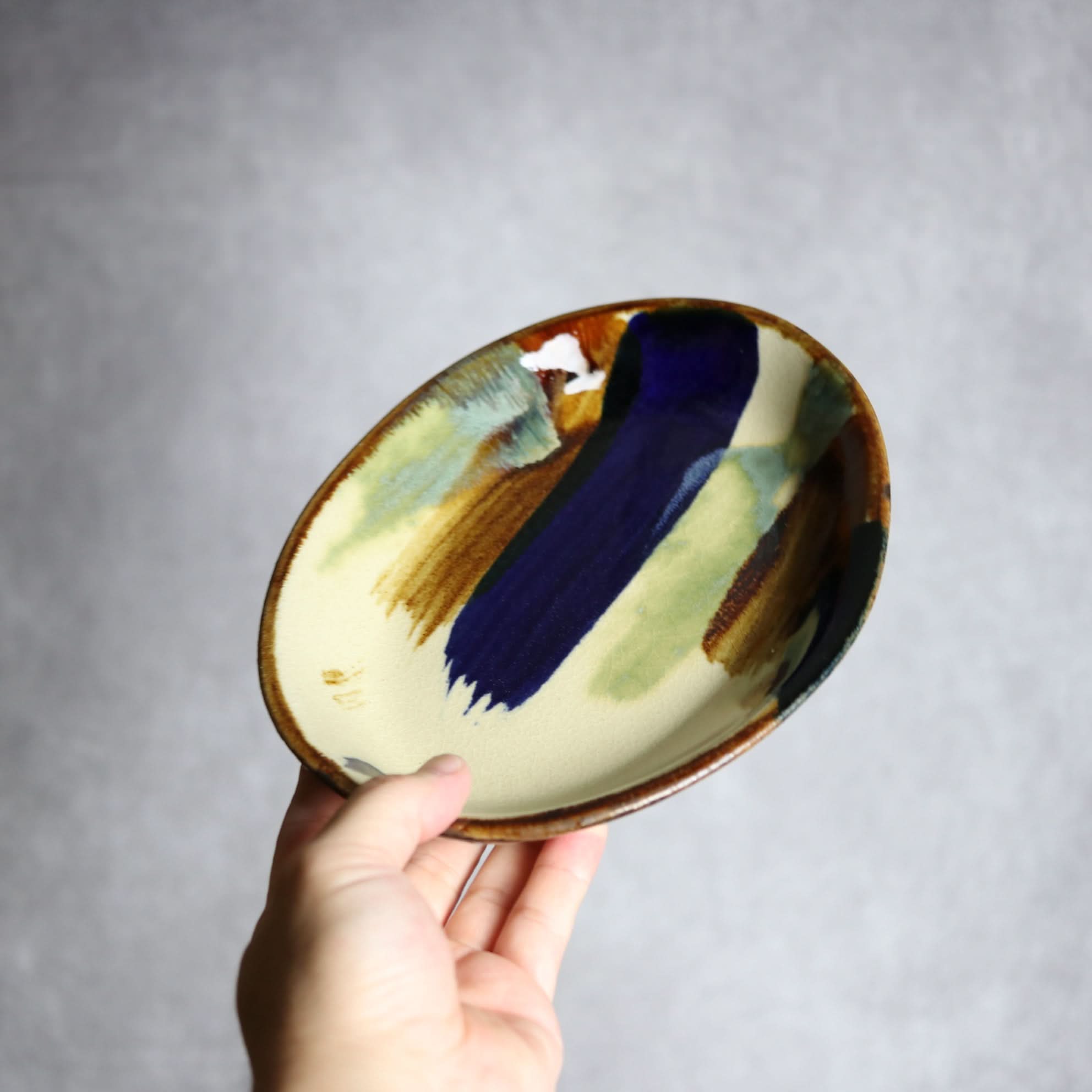 オーバル皿2 ライン紋 やちむん 陶器 エドメ陶房 やちむん 陶器.