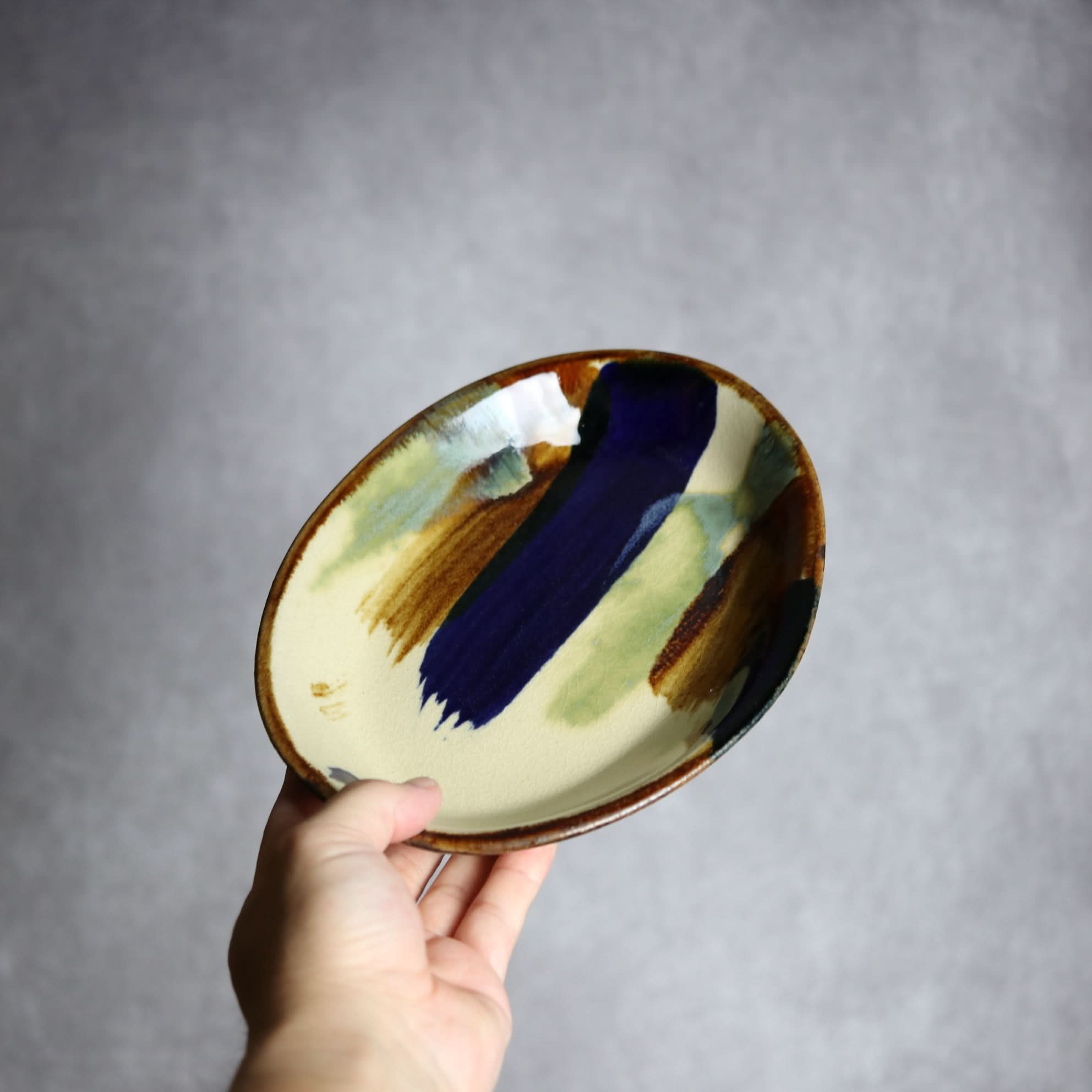 オーバル皿2 ライン紋 やちむん 陶器 エドメ陶房 やちむん 陶器.