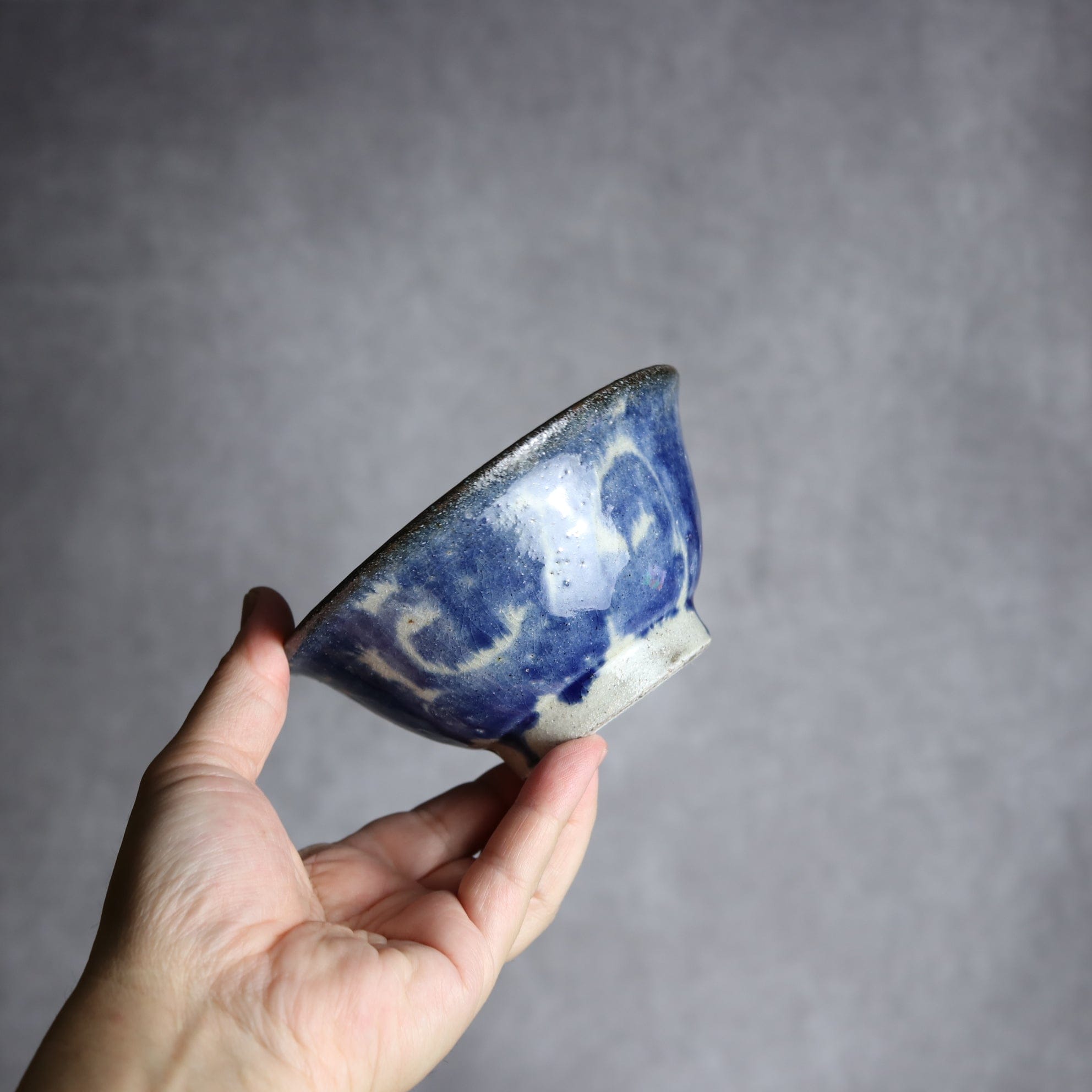 4寸マカイ2 呉須釉 唐草 やちむん 陶器 榮一工房