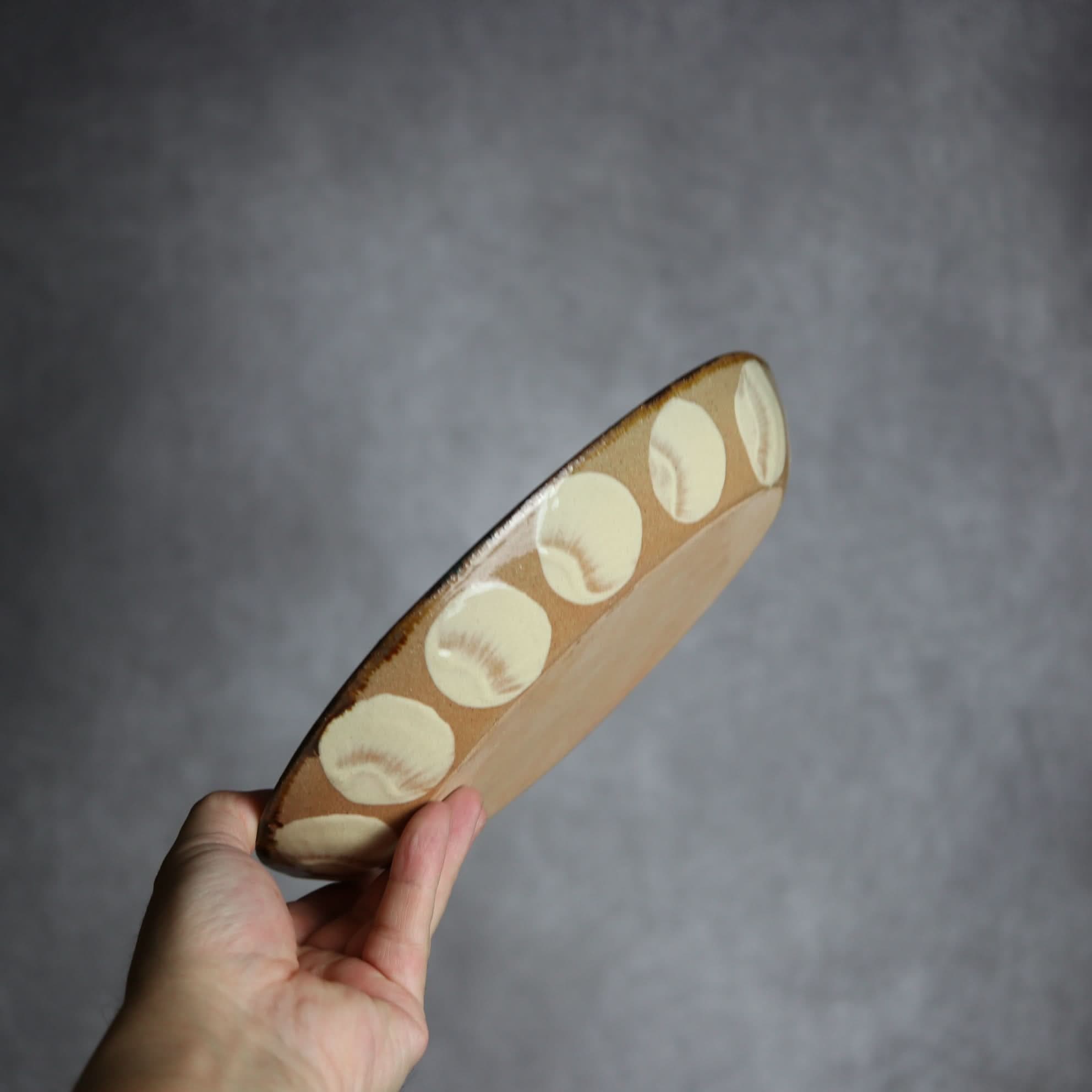 オーバル皿2 ライン紋 やちむん 陶器 エドメ陶房 やちむん 陶器.