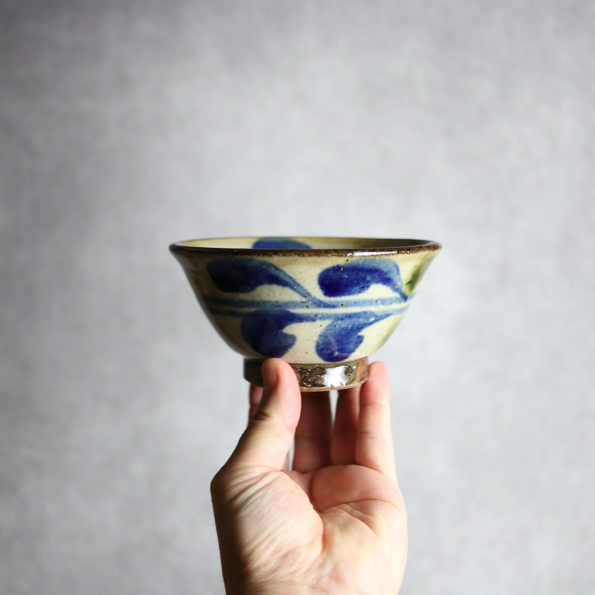 4寸マカイ 青 緑 デイゴ柄 やちむん 陶器 陶芸こまがた やちむん 陶器.