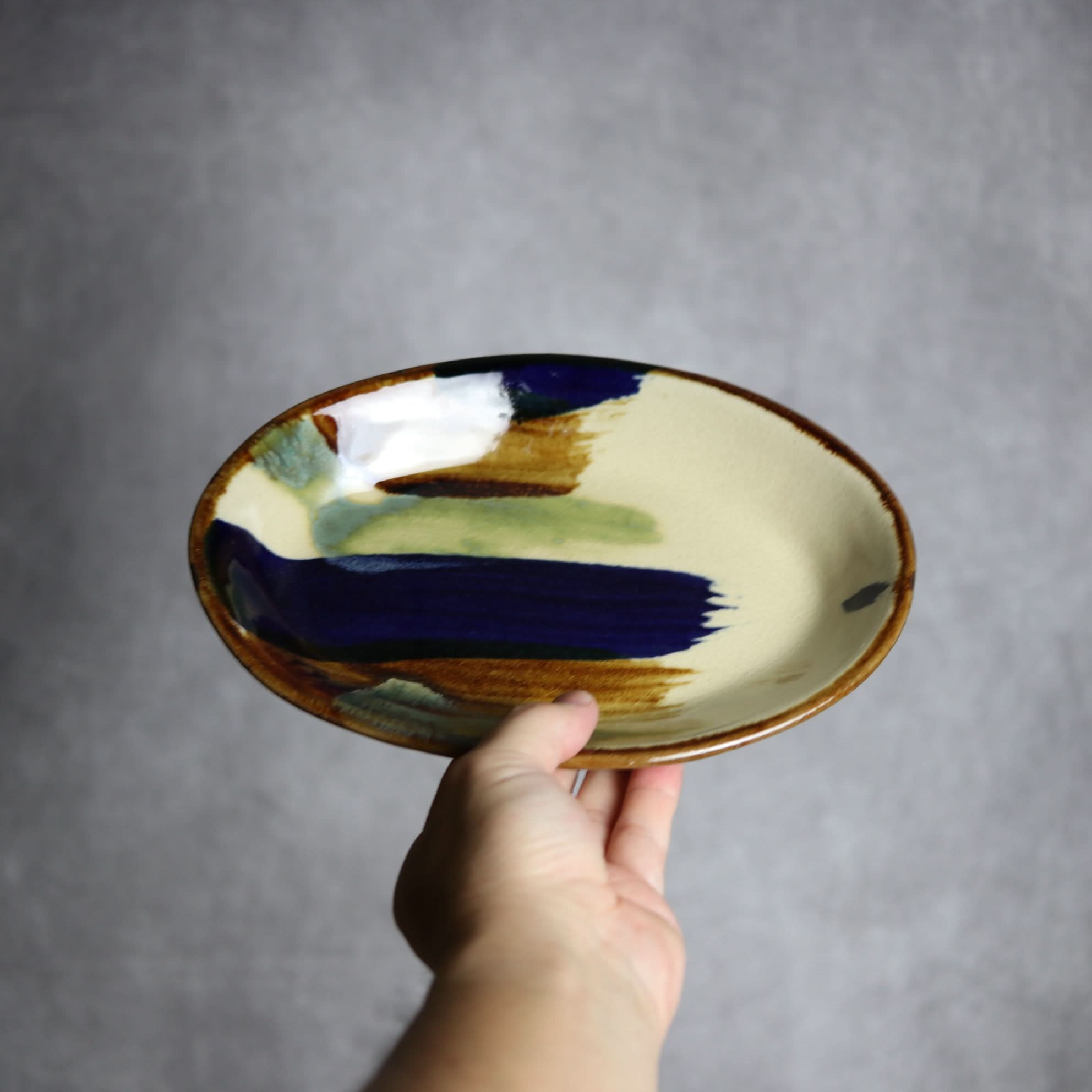 オーバル皿2 ライン紋 やちむん 陶器 エドメ陶房 やちむん 陶器.