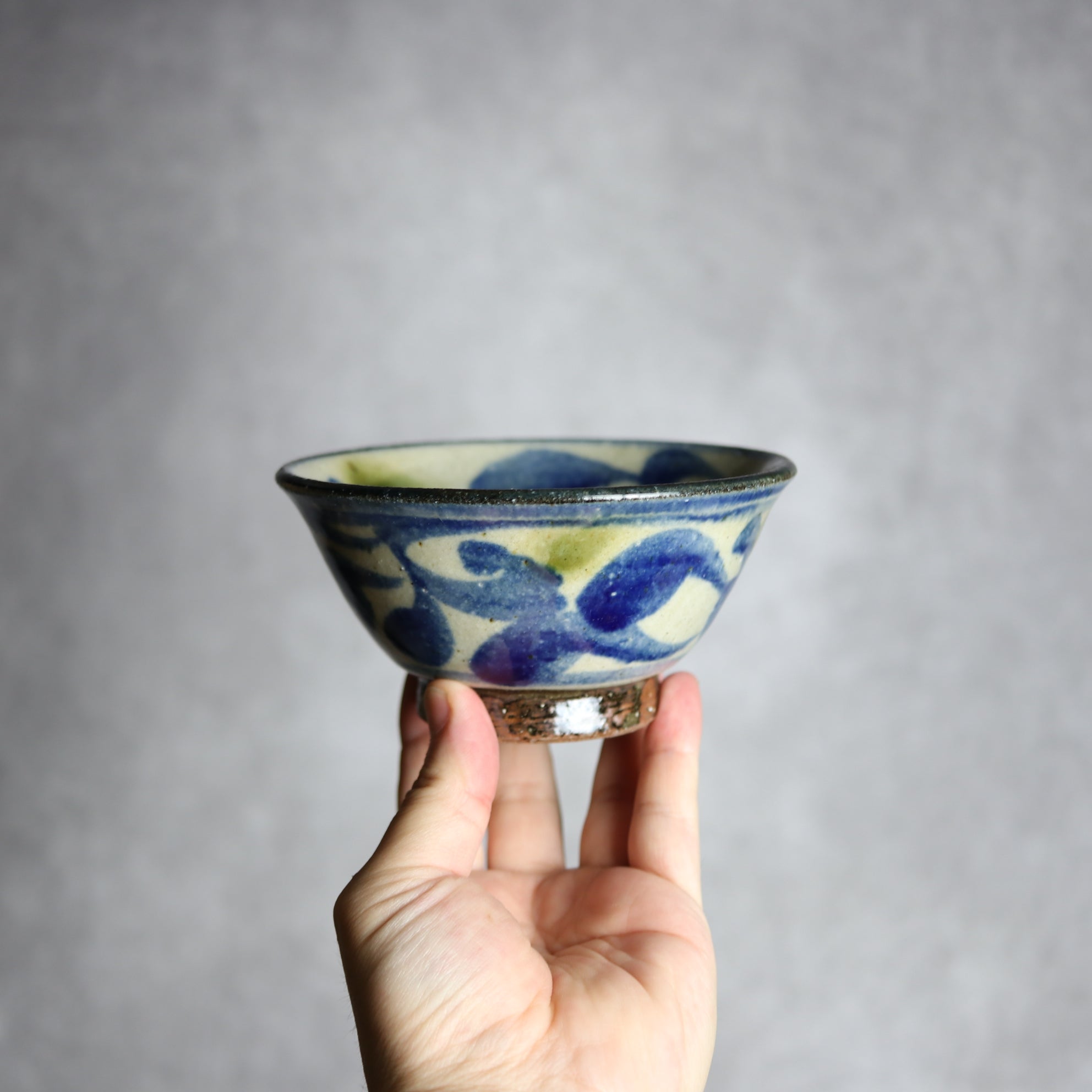 4寸マカイ 青 緑 唐草柄 やちむん 陶器 陶芸こまがた