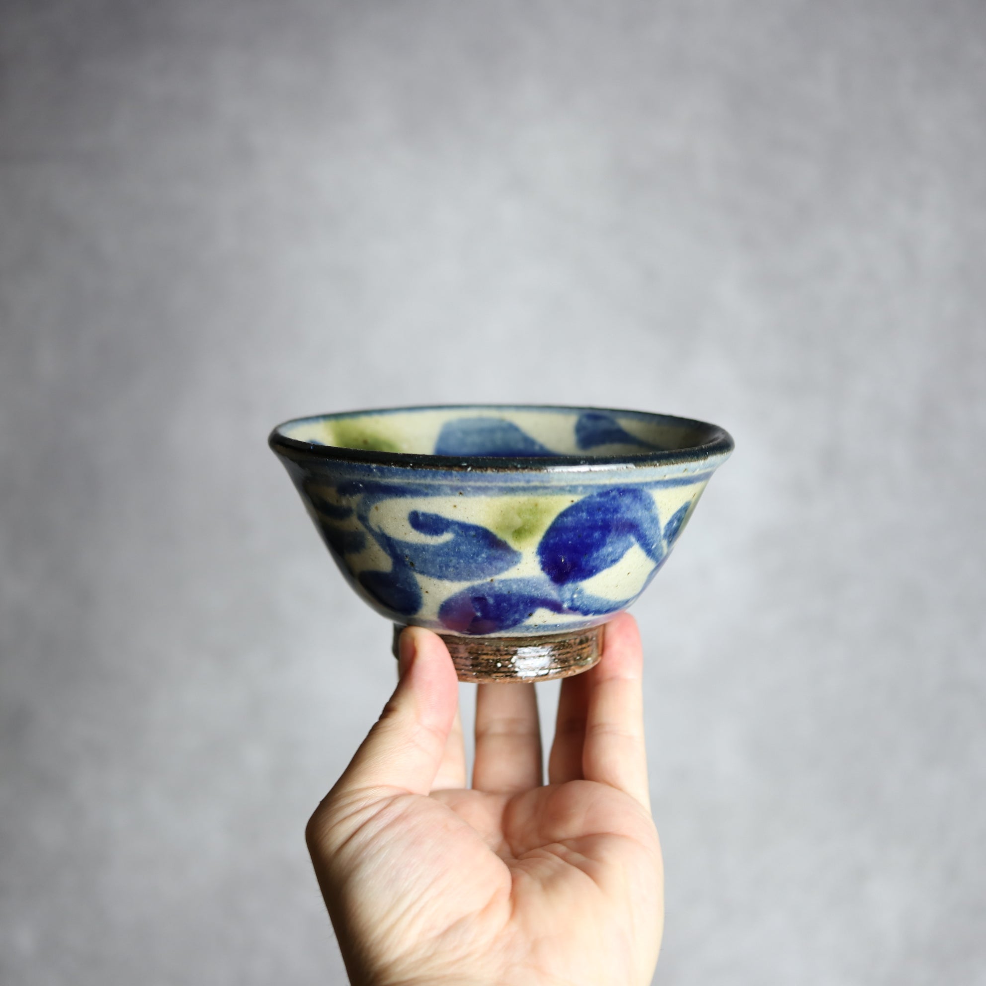 4寸マカイ 青 緑 唐草柄 やちむん 陶器 陶芸こまがた