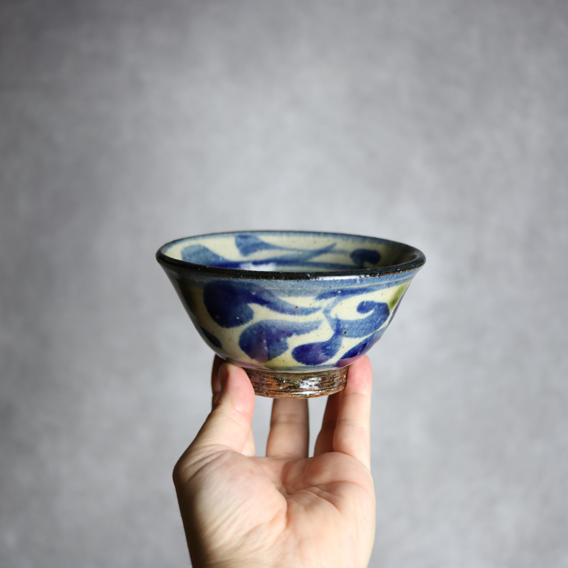 4寸マカイ 青 緑 唐草柄 やちむん 陶器 陶芸こまがた