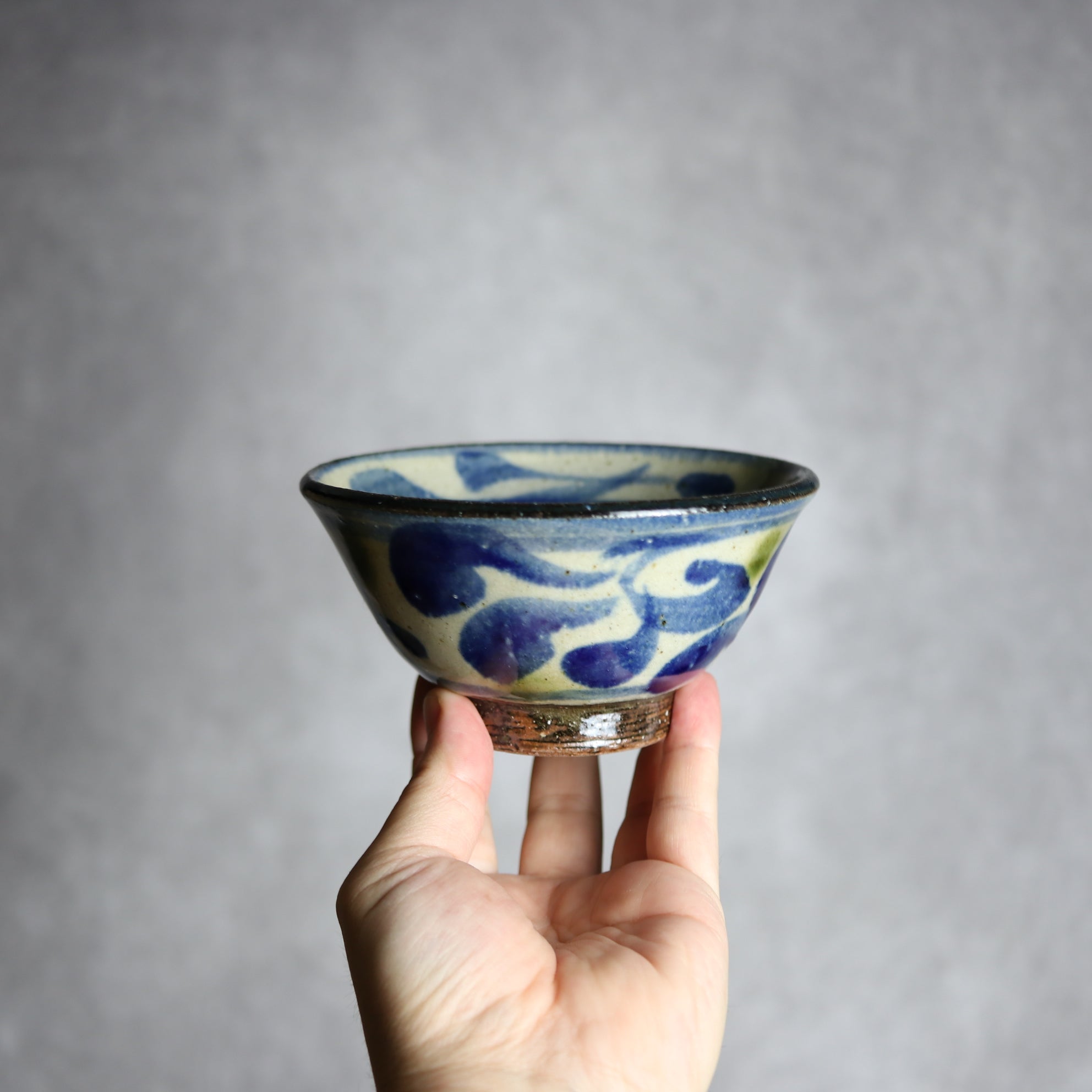 4寸マカイ 青 緑 唐草柄 やちむん 陶器 陶芸こまがた