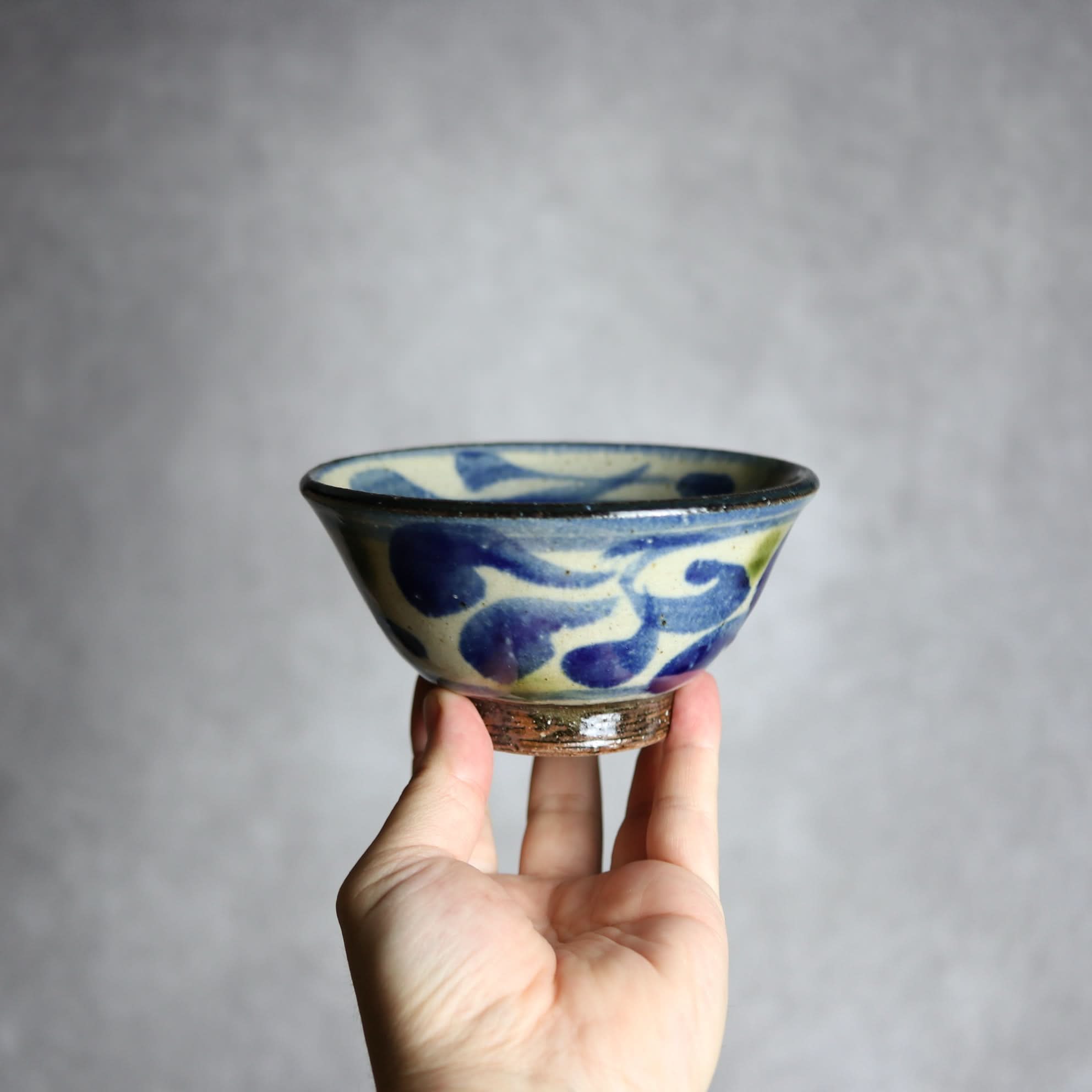 4寸マカイ 青 緑 唐草柄 やちむん 陶器 陶芸こまがた やちむん 陶器.