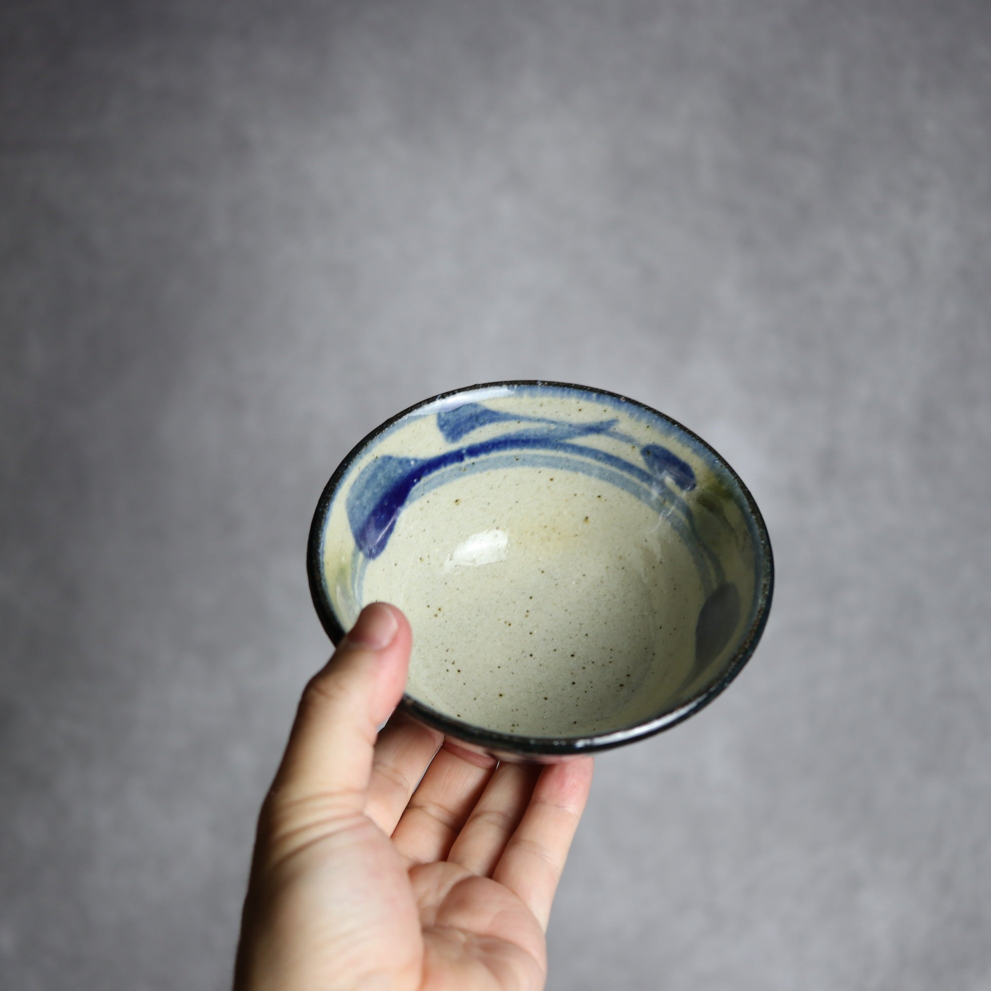 4寸マカイ 青 緑 唐草柄 やちむん 陶器 陶芸こまがた