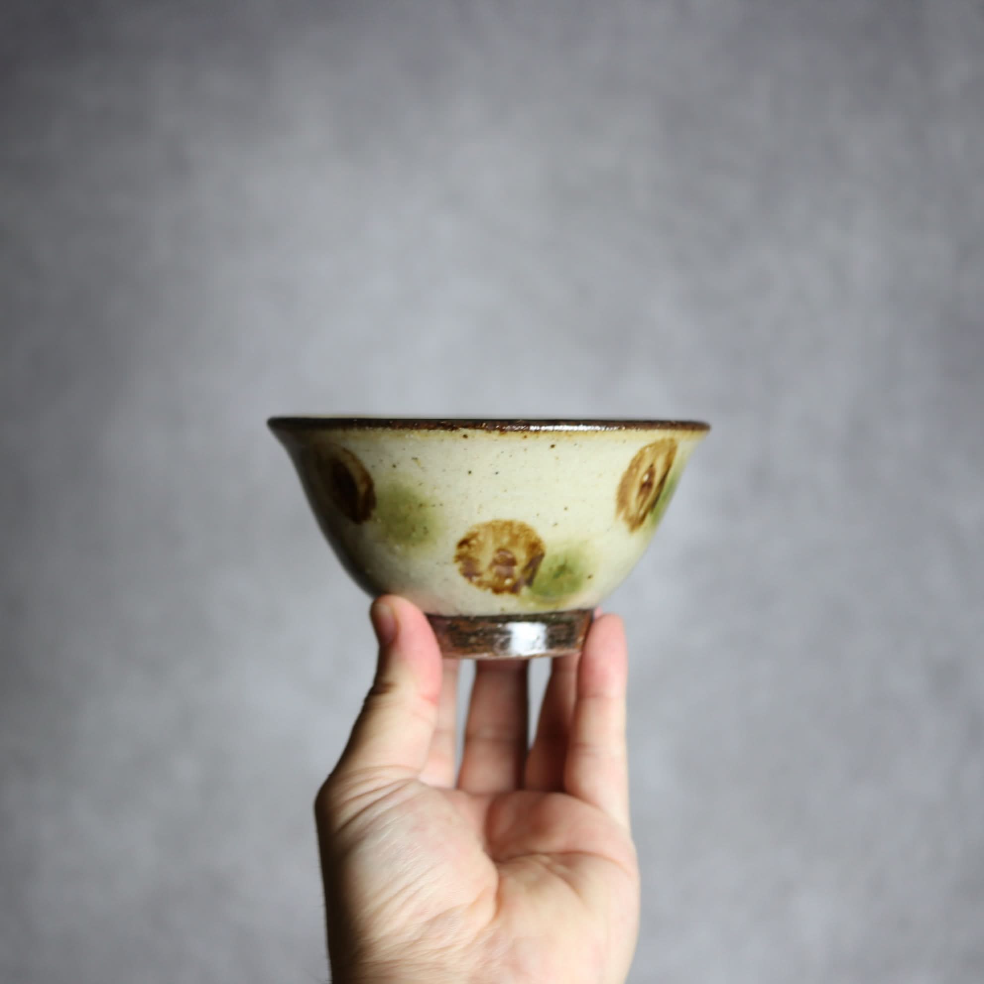 4寸マカイ 緑 茶 ドット やちむん 陶器 陶芸こまがた やちむん 陶器.