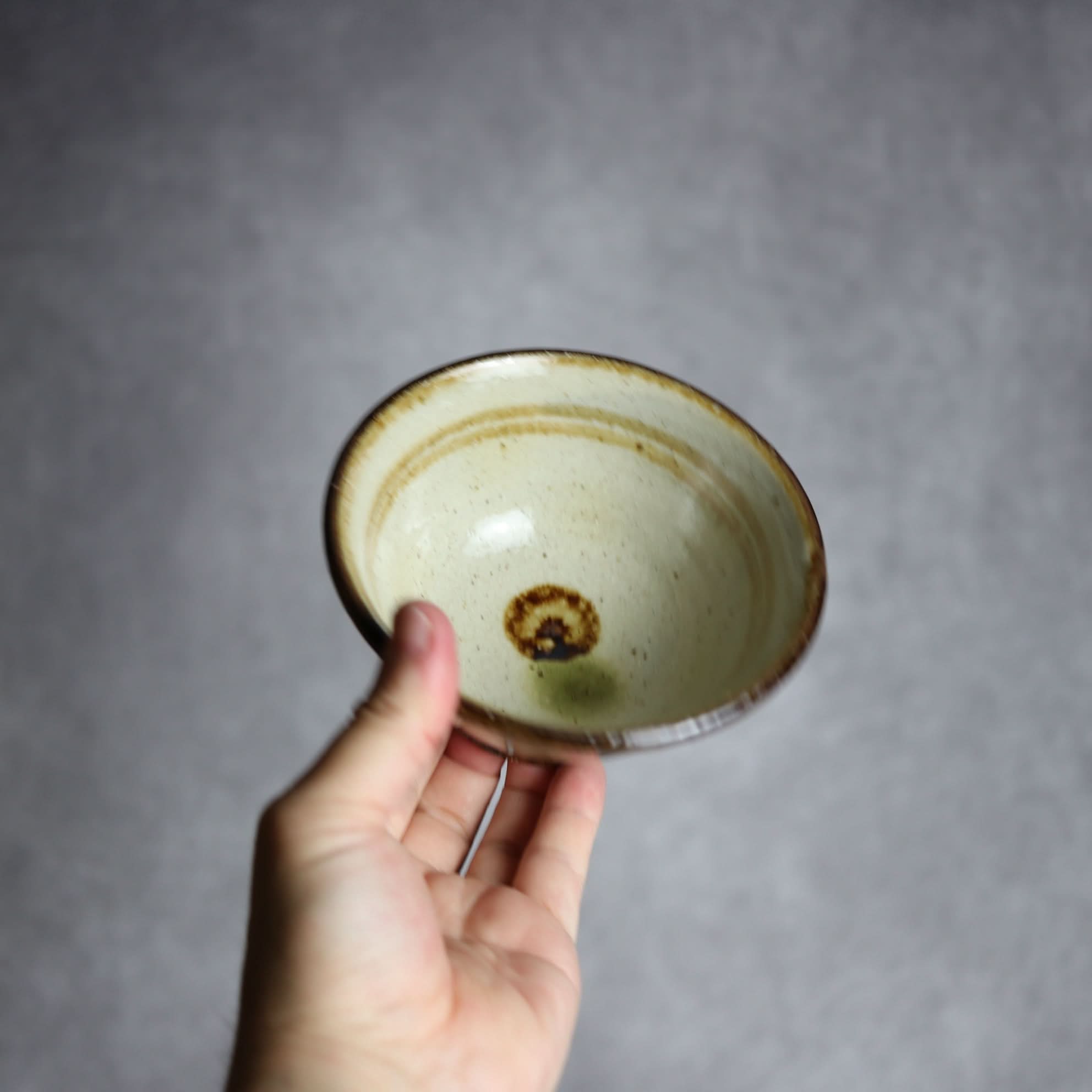 4寸マカイ 緑 茶 ドット やちむん 陶器 陶芸こまがた やちむん 陶器.