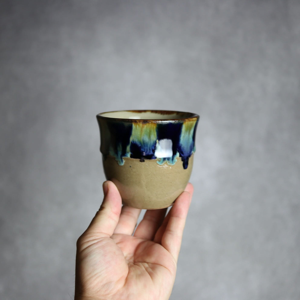 丸フリーカップ1 青三彩 やちむん 陶器 エドメ陶房 やちむん 陶器.