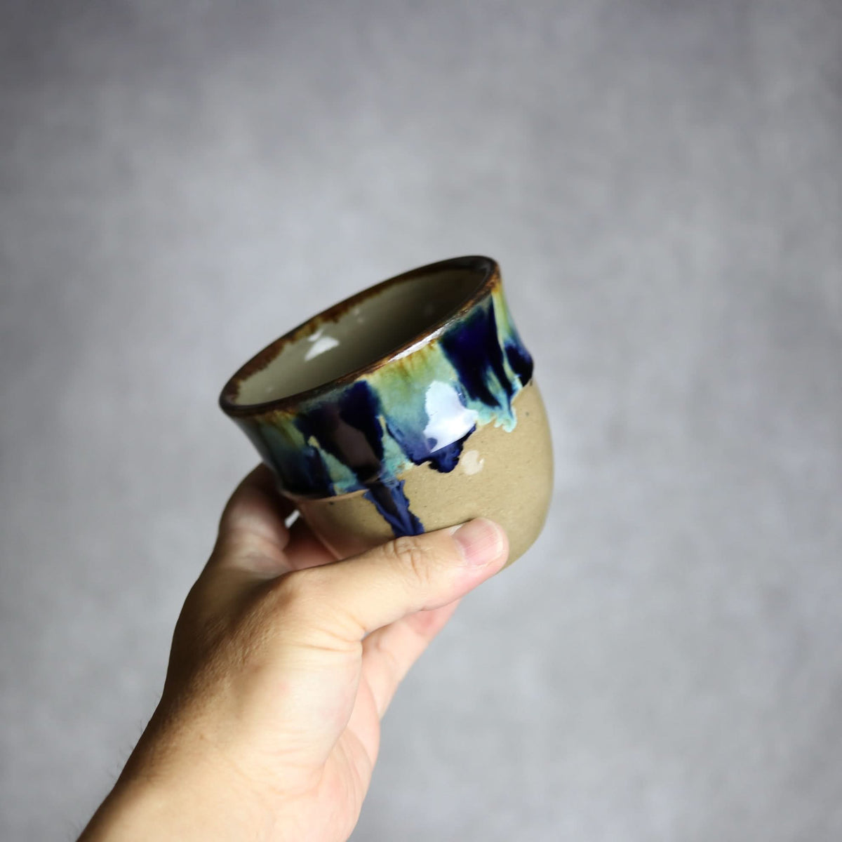 丸フリーカップ1 青三彩 やちむん 陶器 エドメ陶房 やちむん 陶器.