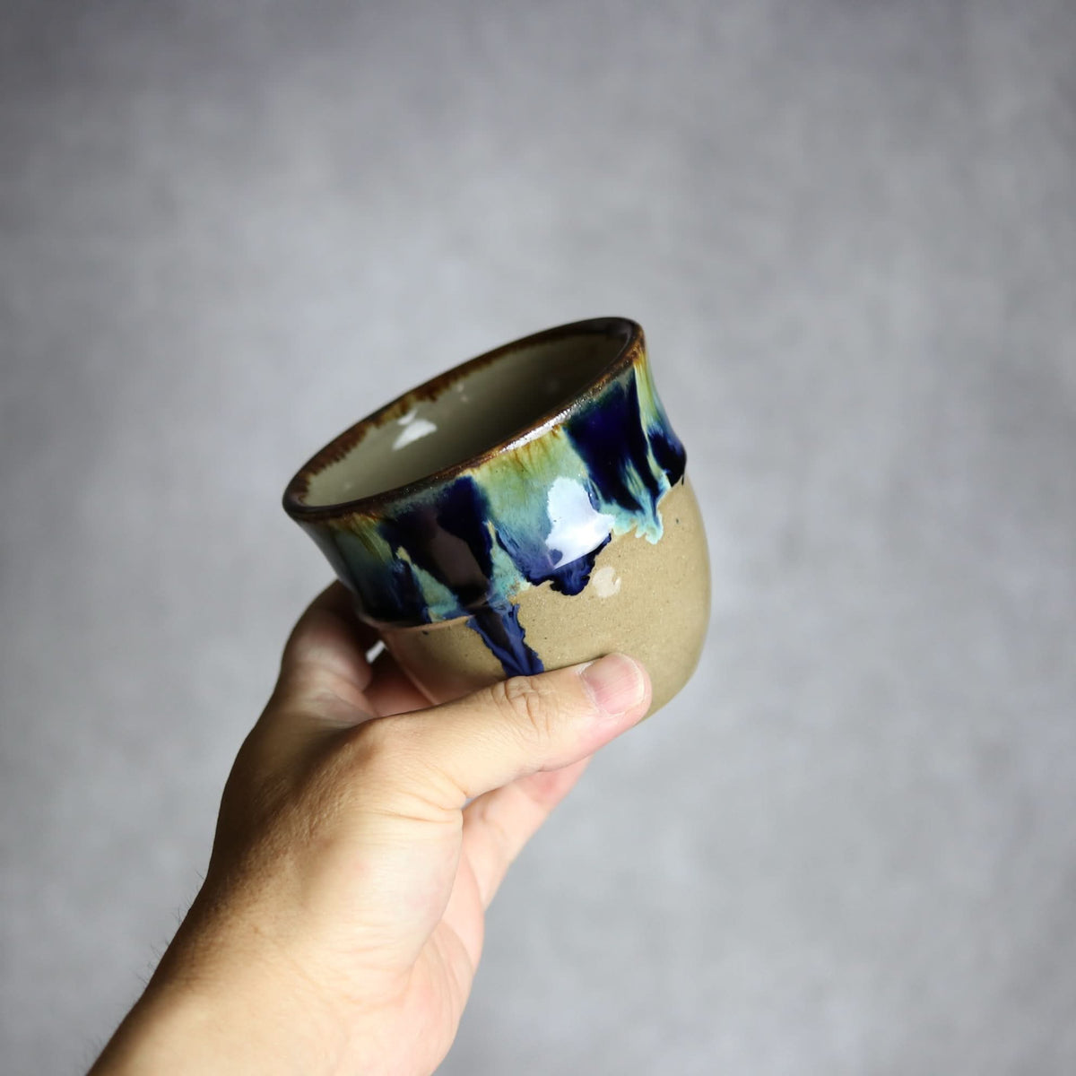丸フリーカップ1 青三彩 やちむん 陶器 エドメ陶房 やちむん 陶器.