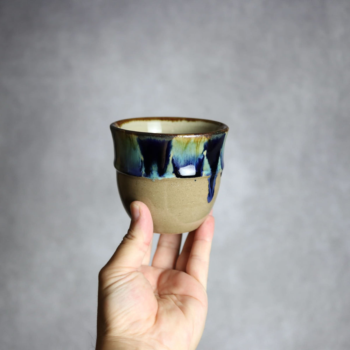 丸フリーカップ1 青三彩 やちむん 陶器 エドメ陶房 やちむん 陶器.