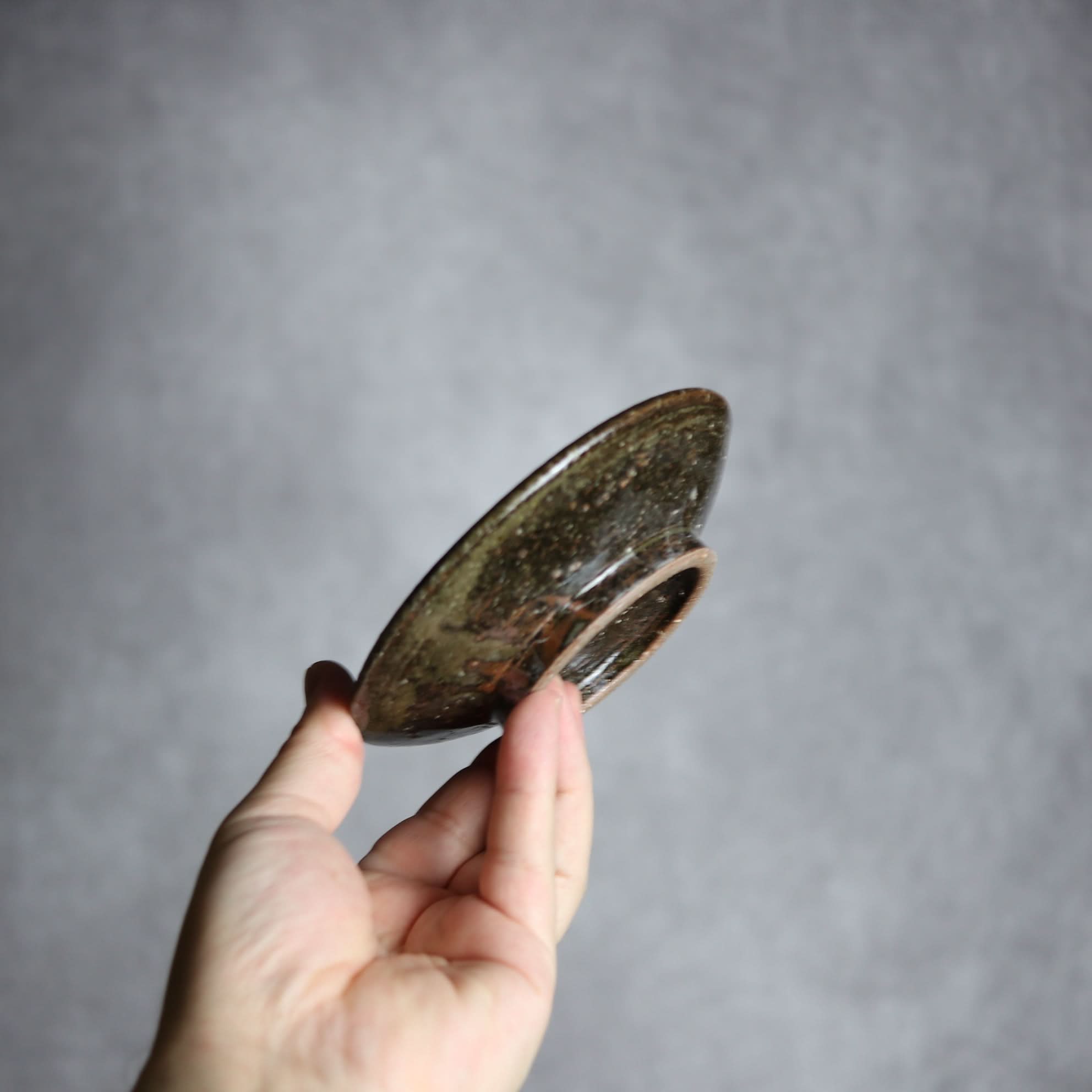 4寸皿 青 緑 ドット やちむん 陶器 陶芸こまがた やちむん 陶器.