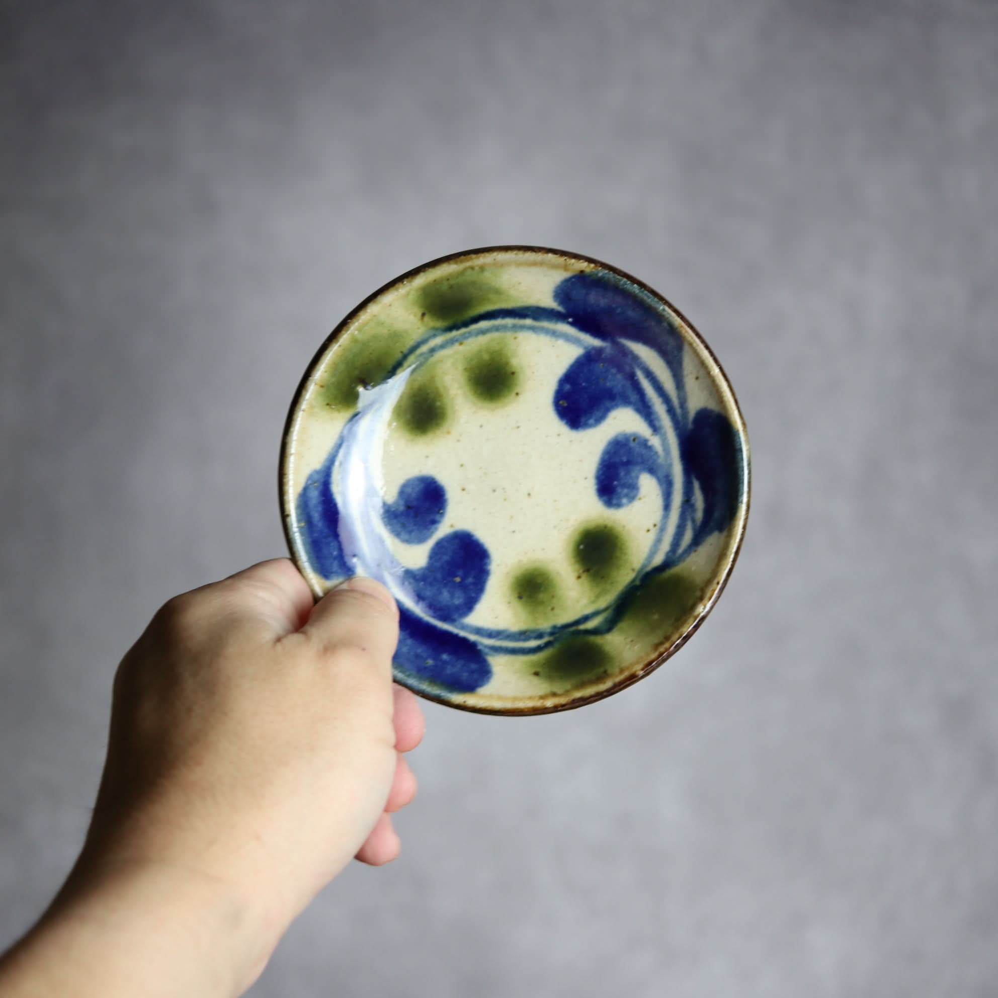 4寸皿 青 緑 デイゴ やちむん 陶器 陶芸こまがた やちむん 陶器.