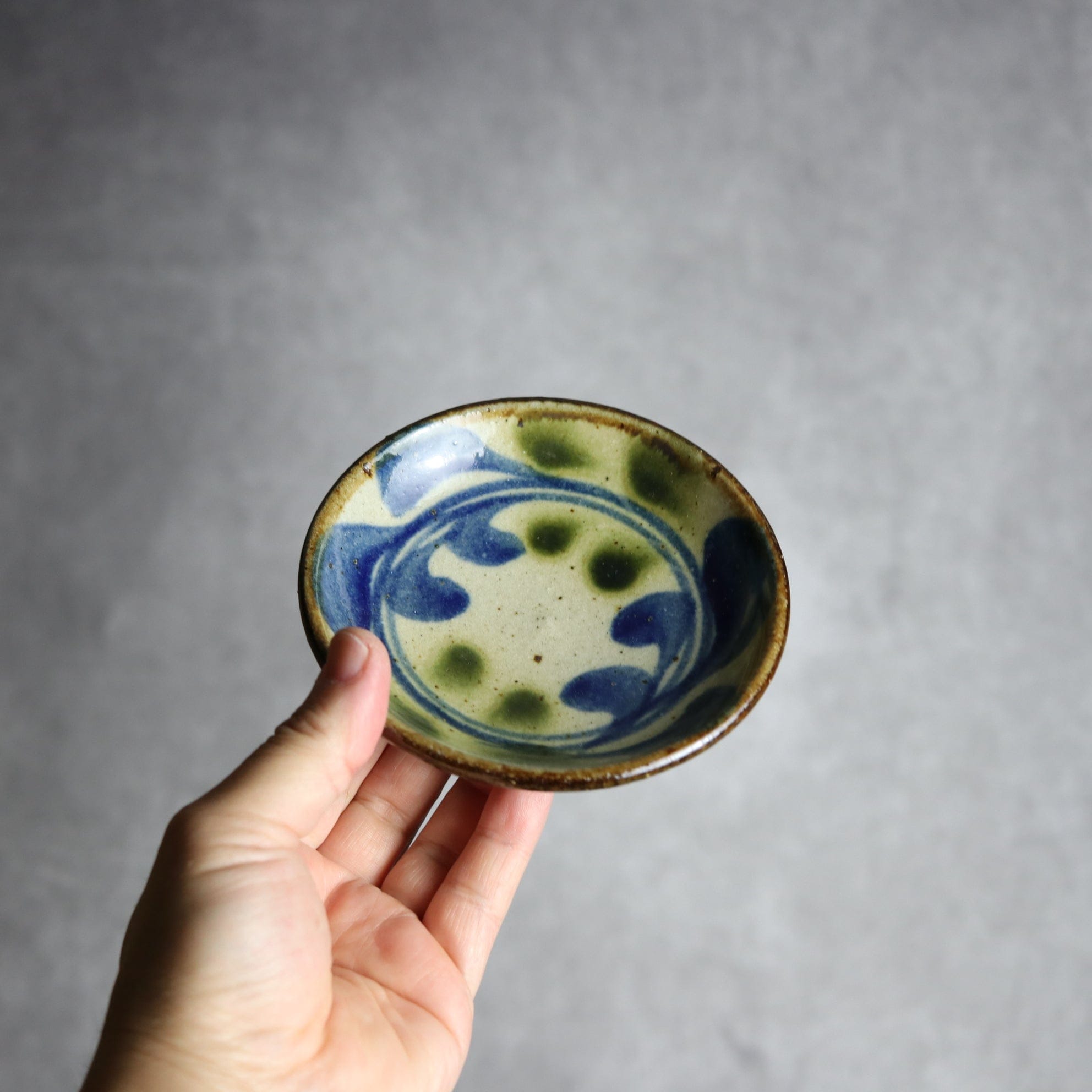 4寸皿 青 緑 デイゴ やちむん 陶器 陶芸こまがた