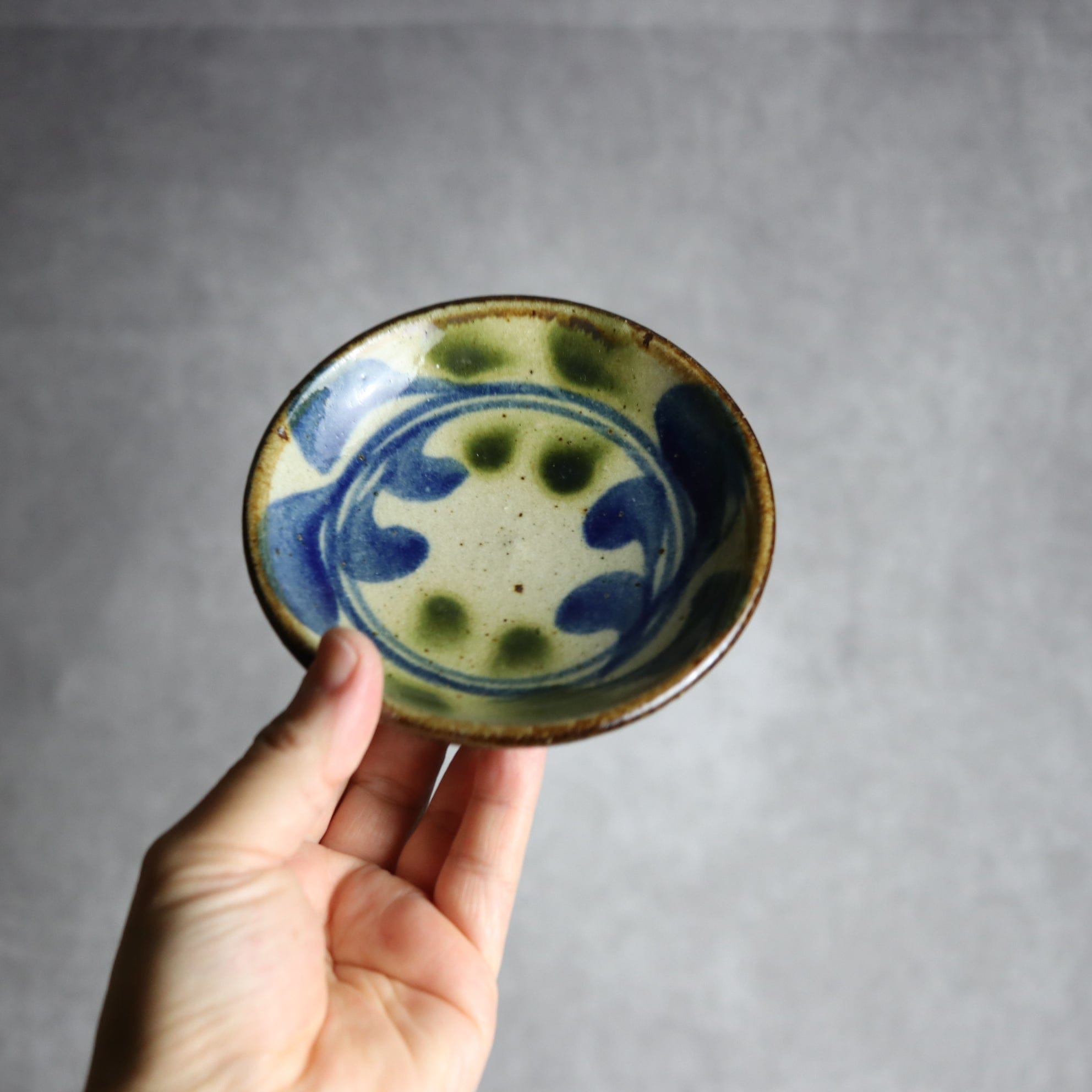 4寸皿 青 緑 デイゴ やちむん 陶器 陶芸こまがた