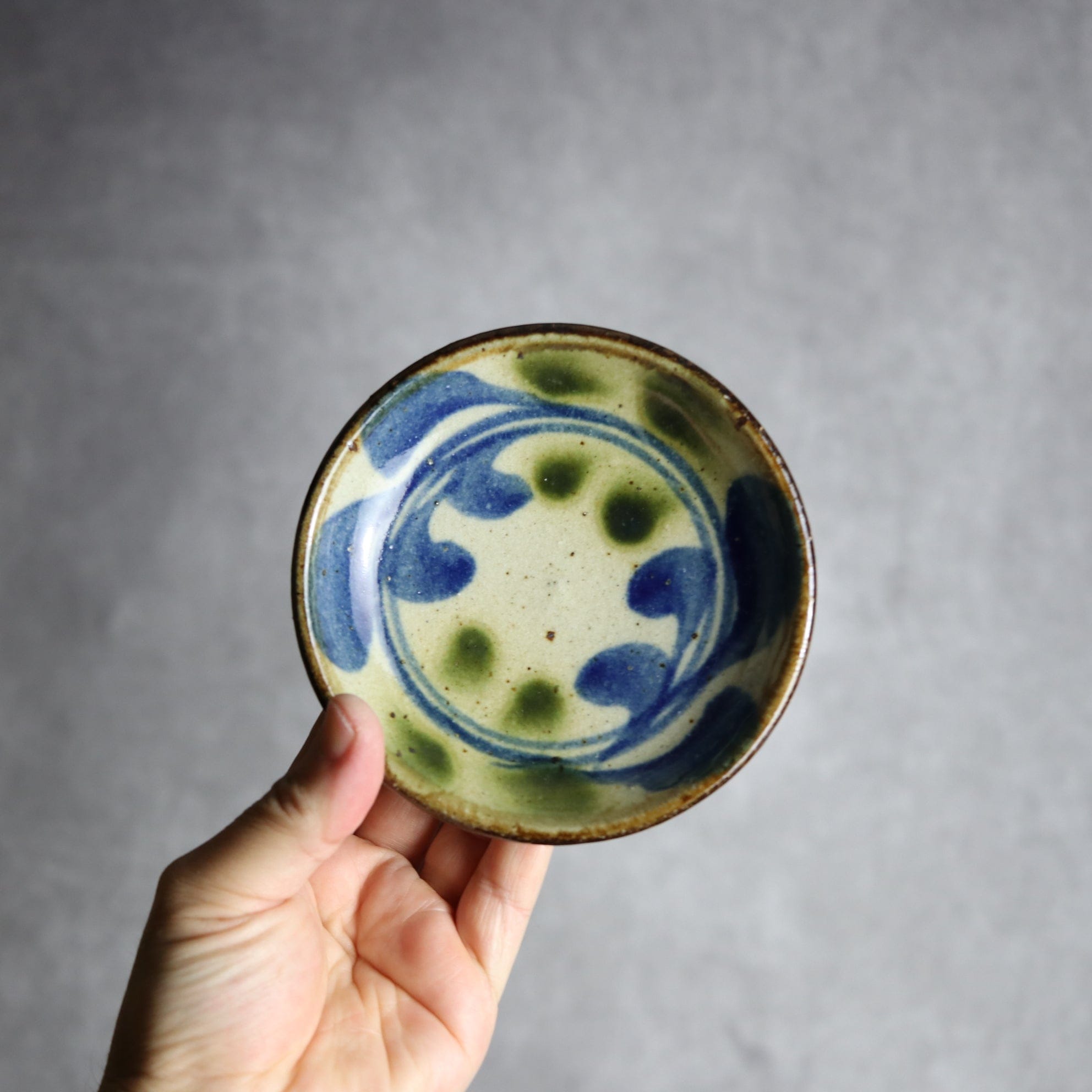 4寸皿 青 緑 デイゴ やちむん 陶器 陶芸こまがた