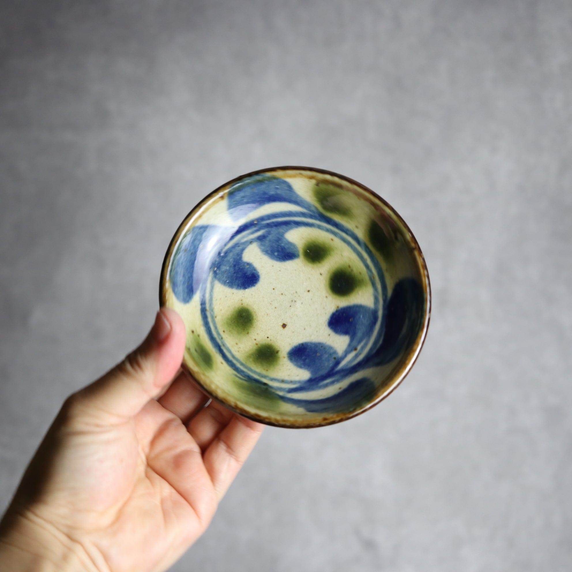 4寸皿 青 緑 デイゴ やちむん 陶器 陶芸こまがた
