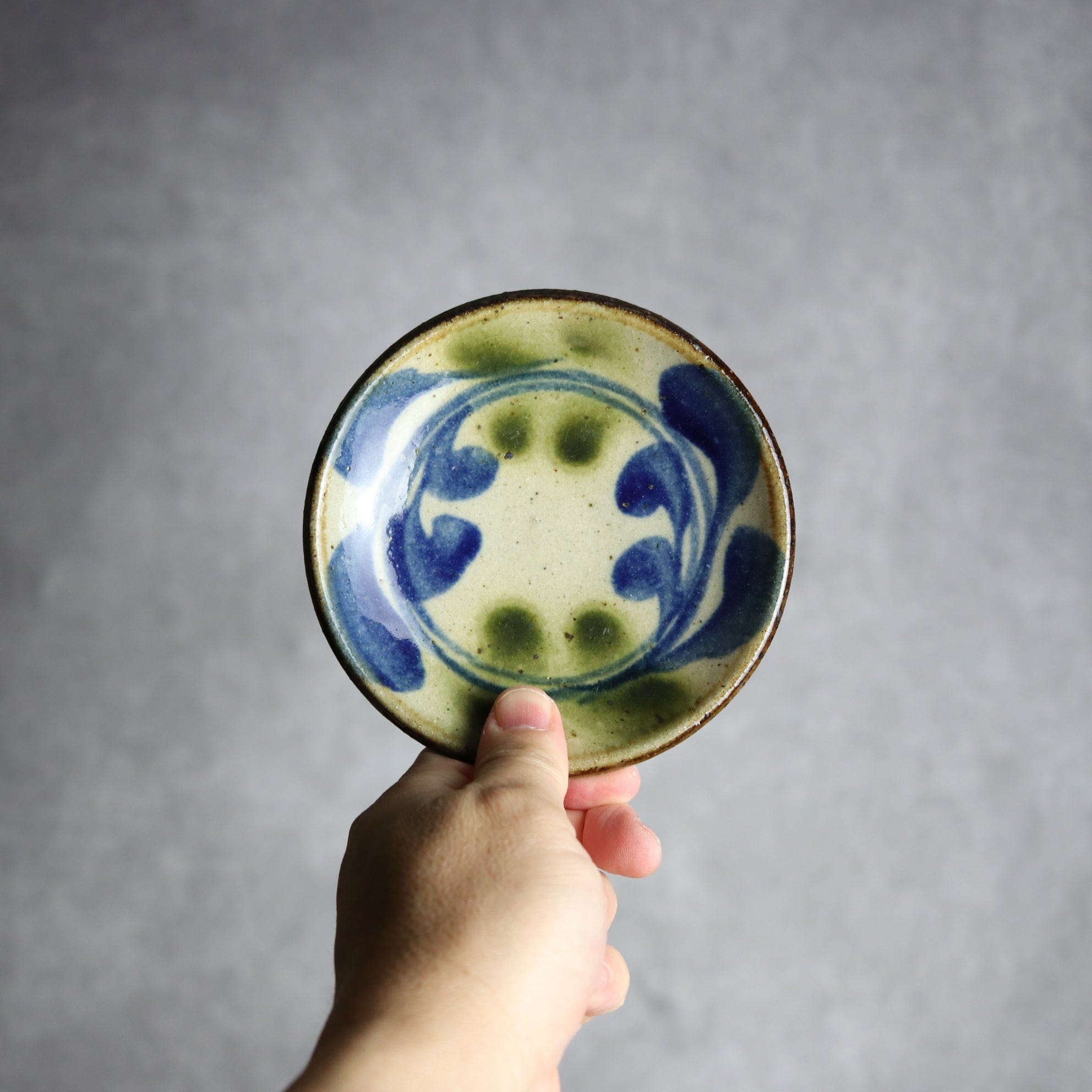 4寸皿 青 緑 デイゴ やちむん 陶器 陶芸こまがた