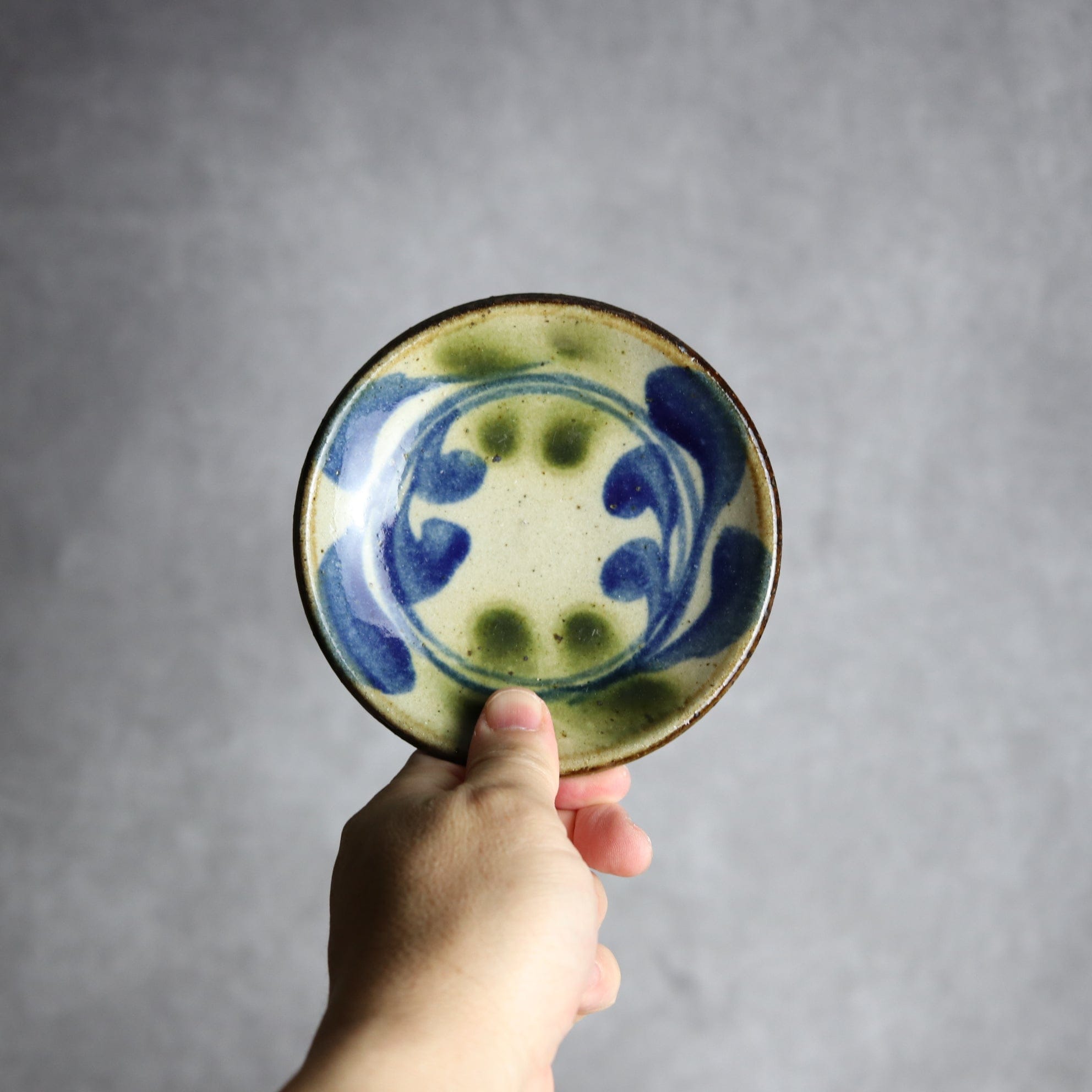 4寸皿 青 緑 デイゴ やちむん 陶器 陶芸こまがた