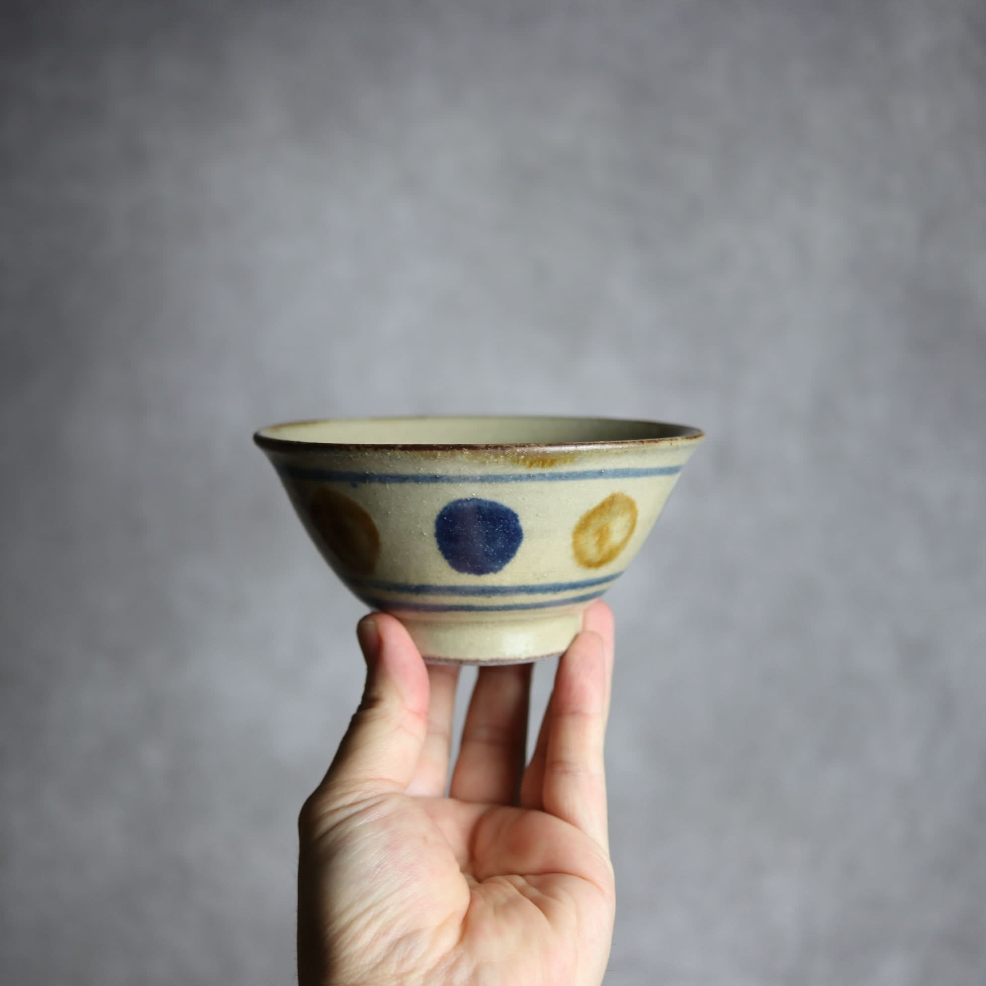 4寸マカイ1 飴 呉須釉 点打 やちむん 陶器 北窯 松田米司工房 やちむん 陶器.