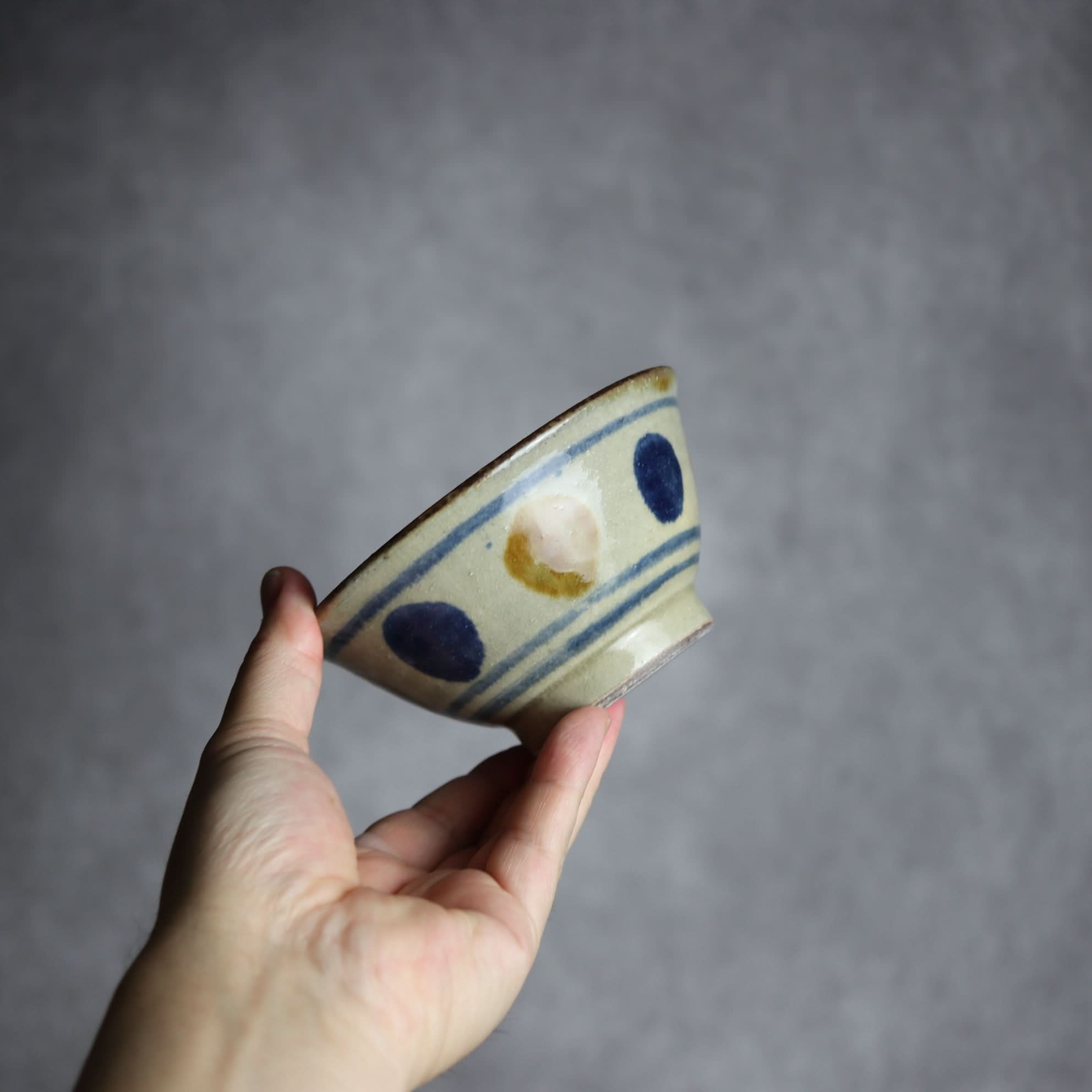 4寸マカイ1 飴 呉須釉 点打 やちむん 陶器 北窯 松田米司工房 やちむん 陶器.