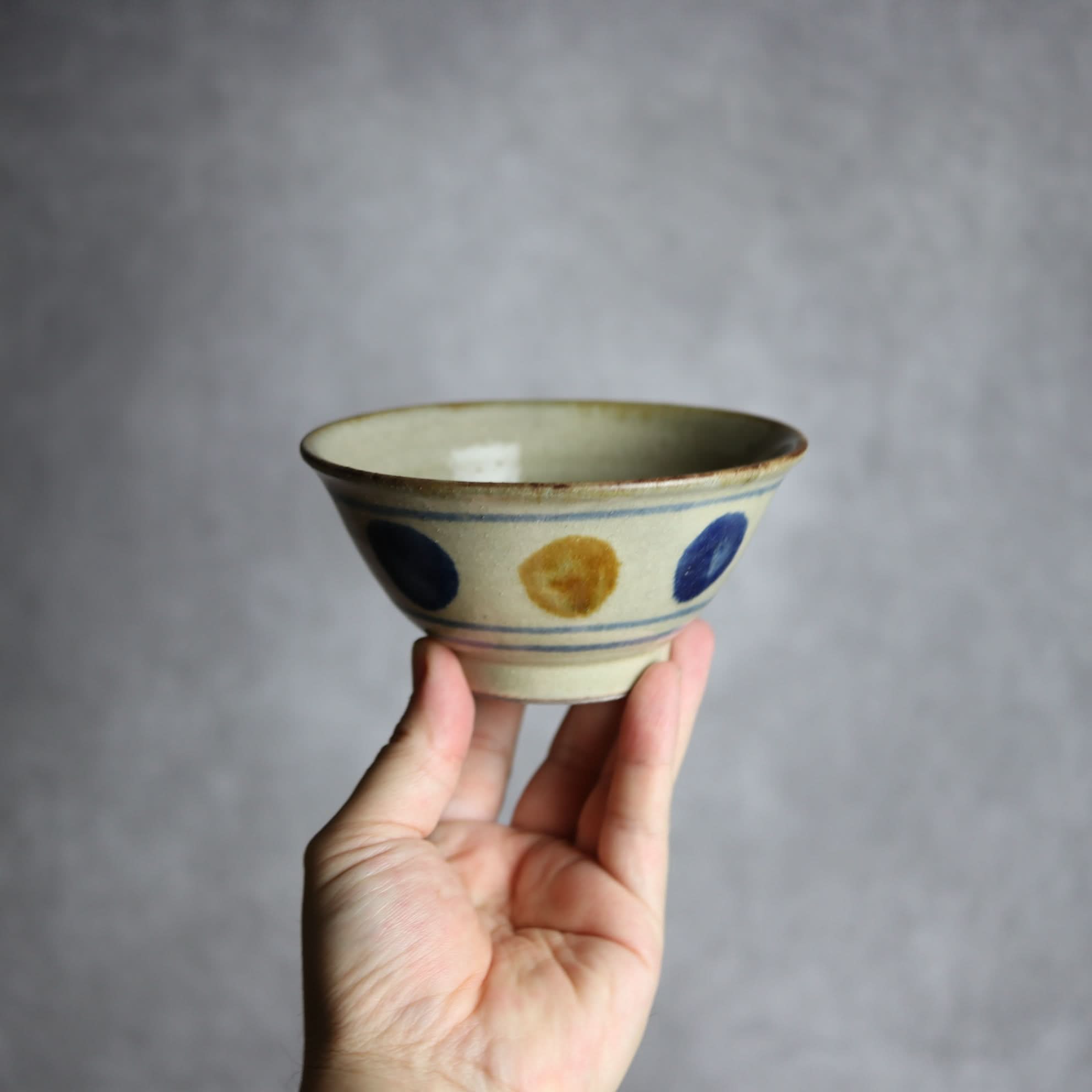 4寸マカイ1 飴 呉須釉 点打 やちむん 陶器 北窯 松田米司工房 やちむん 陶器.