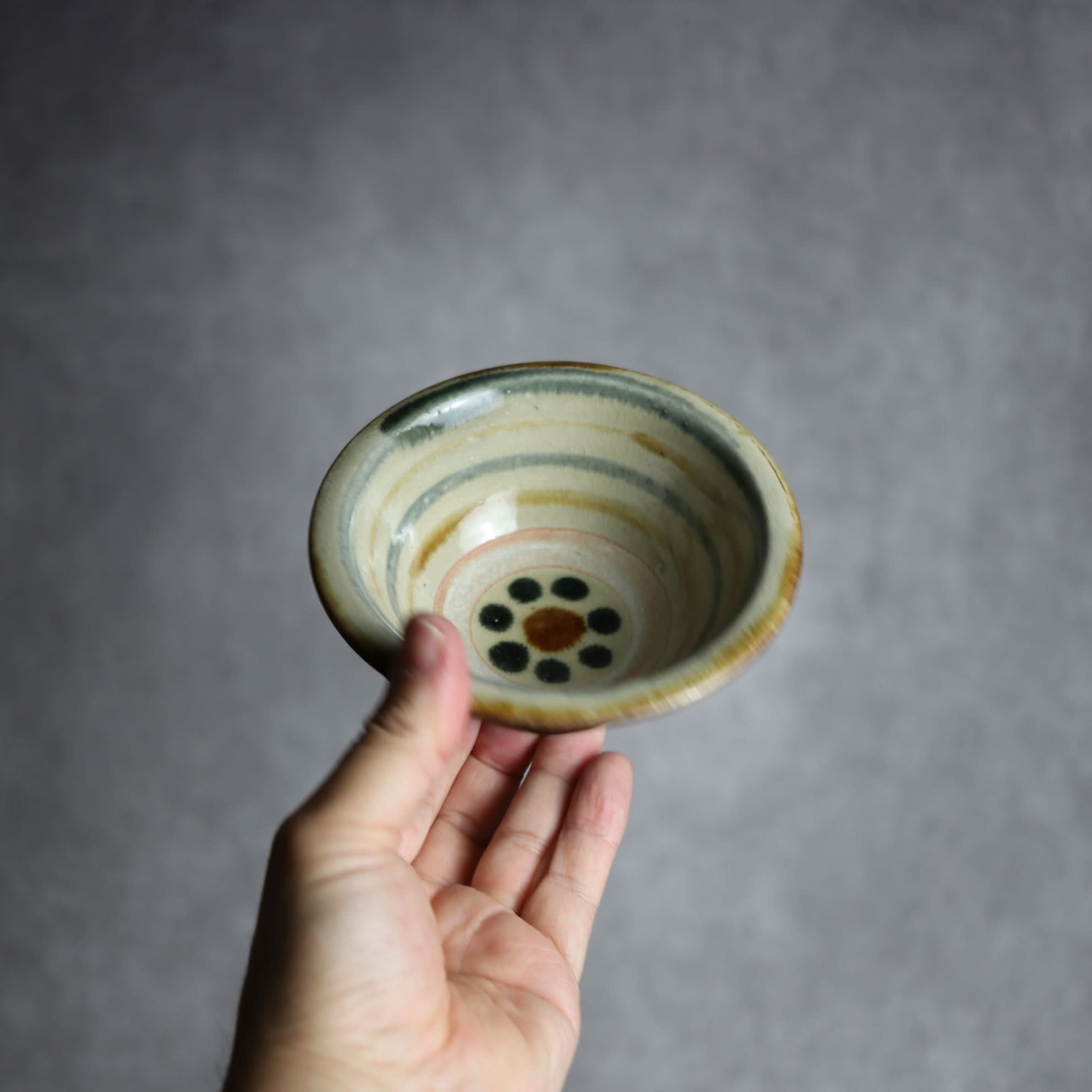 4寸ワンブー2 飴 呉須釉 印花 輪紋 やちむん 陶器 北窯 松田米司工房 やちむん 陶器.